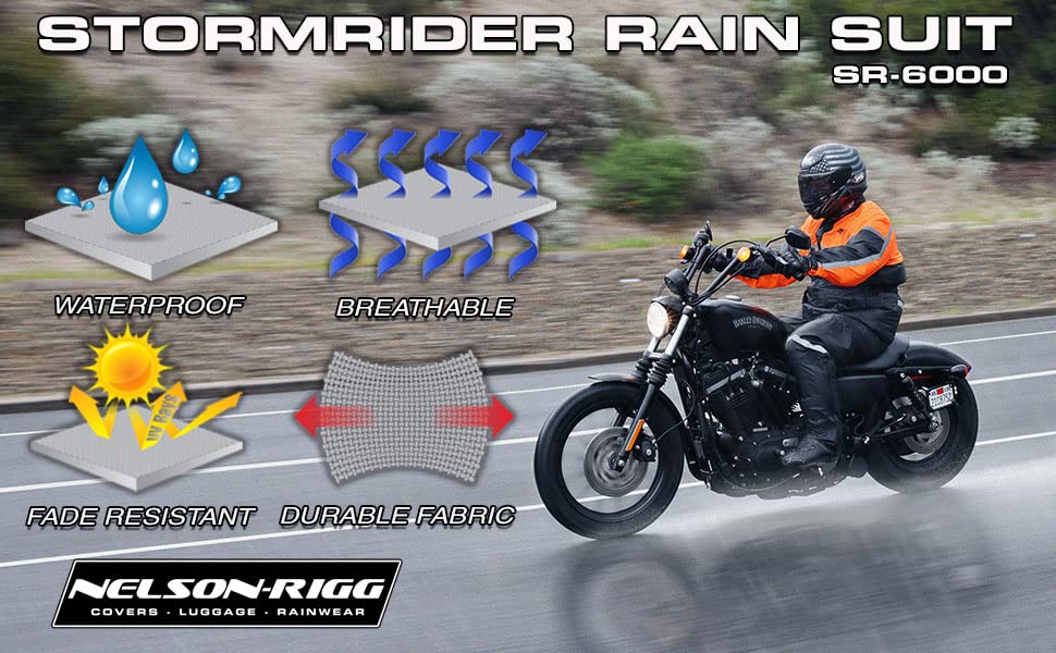 Nelson Rigg Stormrider Rain Suit; 100% Waterproof, Pants And Jacket Included With Reflective Striping (Hi-Vis Yellow/Black, 4X-L