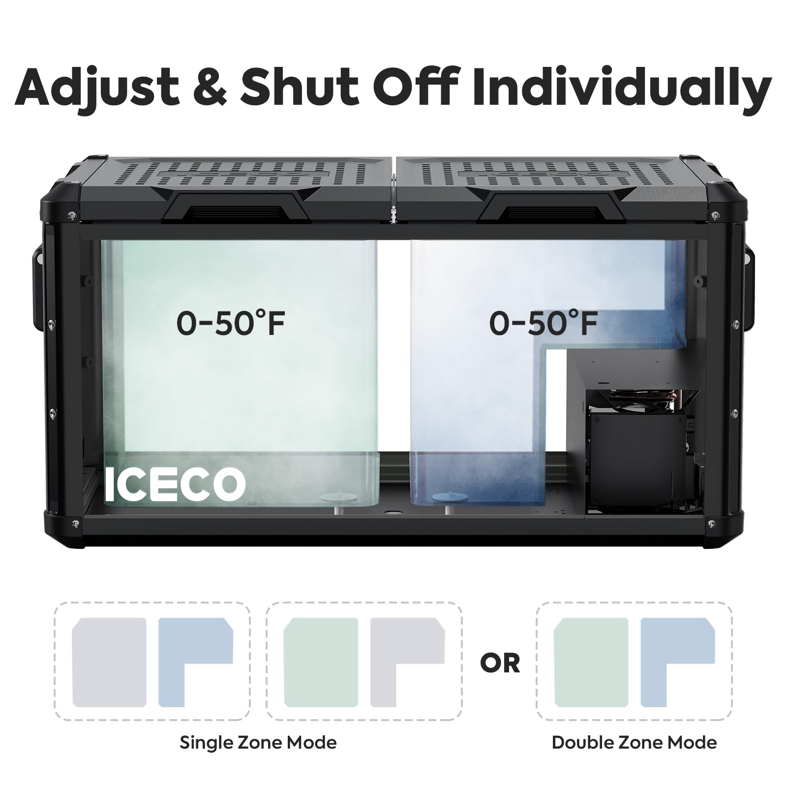 ICECO VL90 ProD Portable Refrigerator - 90L Dual Zone, Steel, Black, AC/DC Power, Multi-directional Lid, Home & Car Use