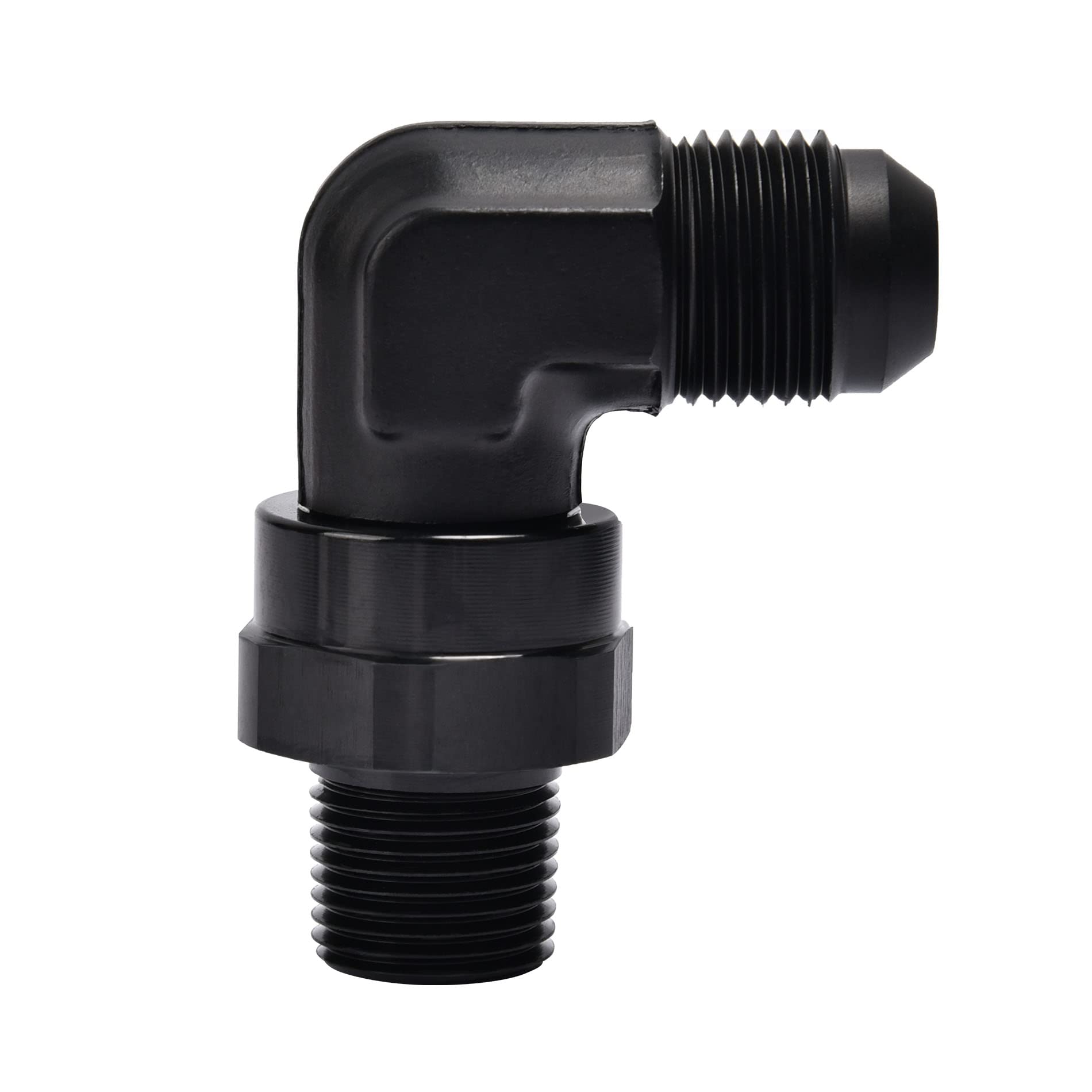 Evil Energy 8An Male Flare To 3/8 '' Npt 90 Degree Swivel Fitting Adapter Aluminum Black