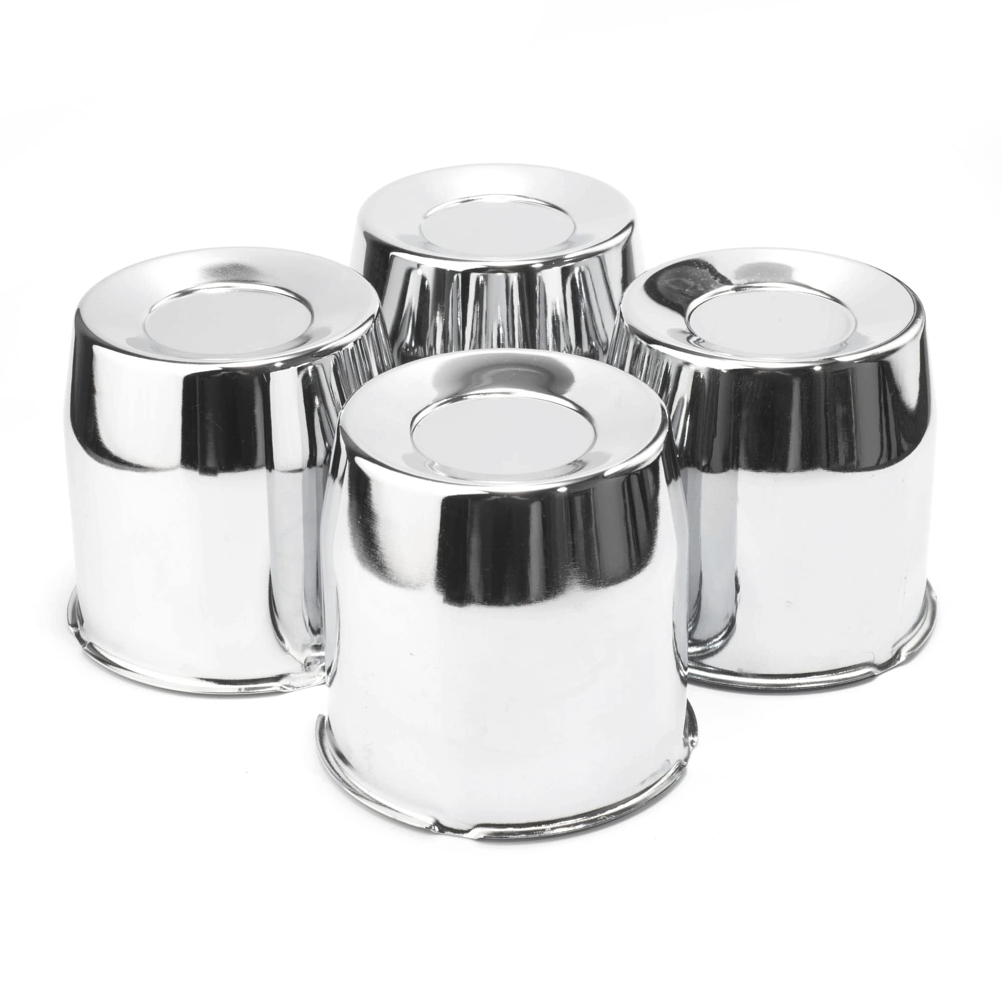 Rtrhinotuning 4Pcs 4.25'' Hub 4.33'' H Center Caps Push Through Hub Cap Chrome For Trailers And Trucks Wheel Rims