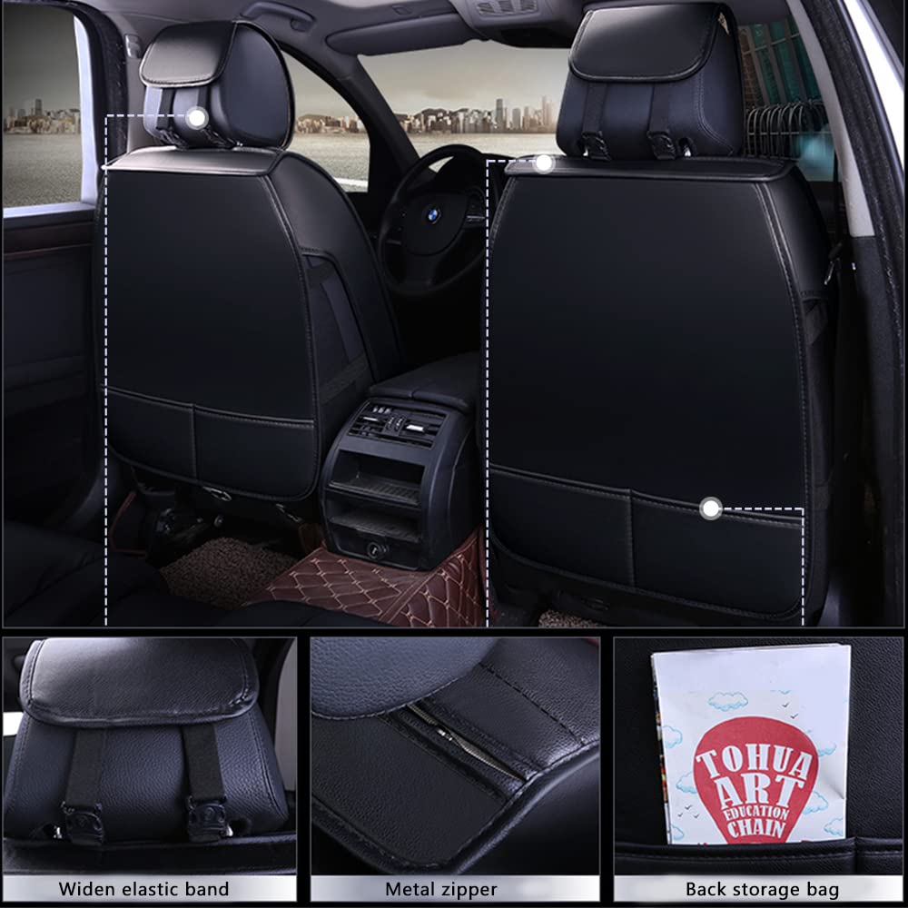 otoez Seat Covers Full Set Faux Leather Car Seat Cover, 5 Seats Universal Waterproof Automotive Seat Protector Front and Back Se