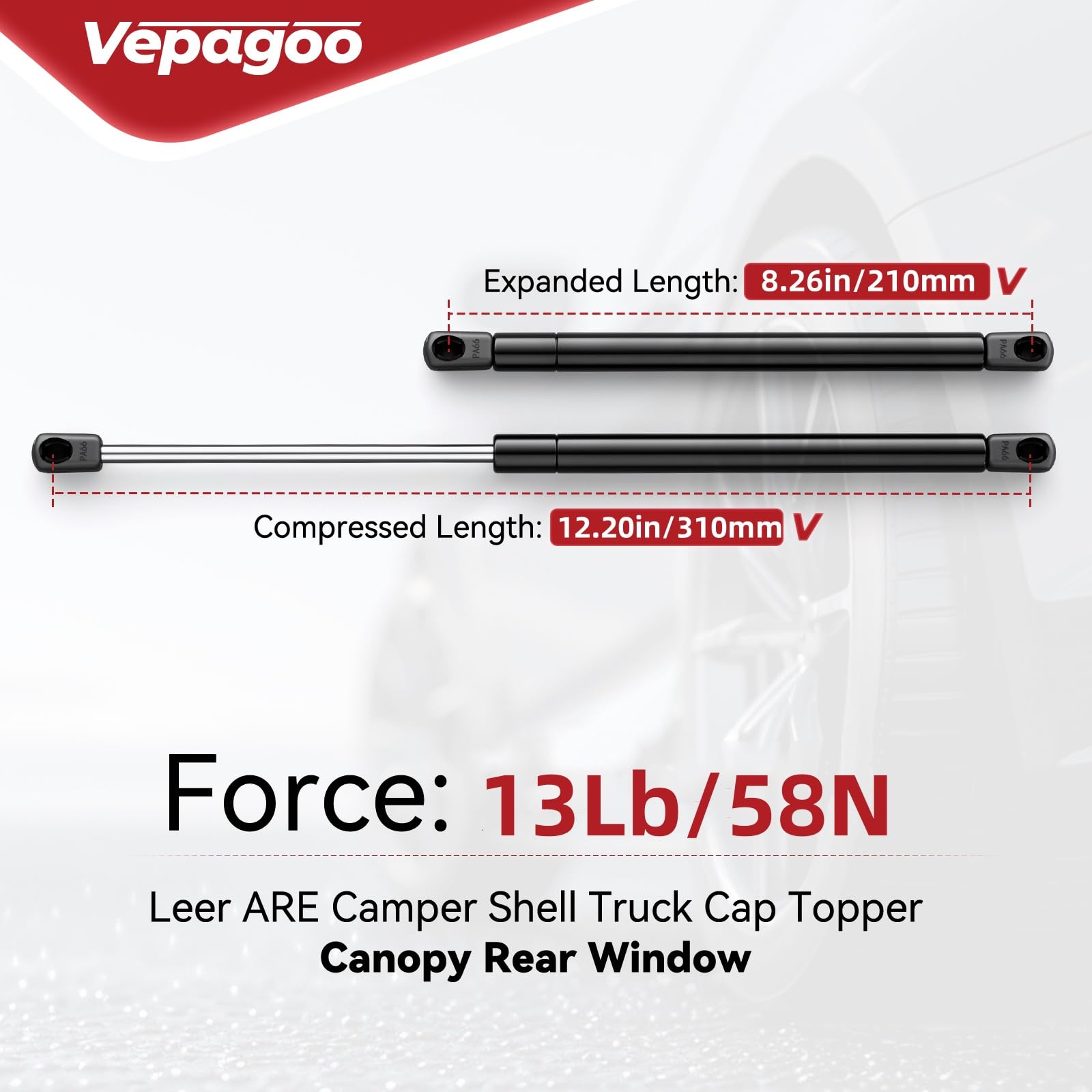 Vepagoo C16-02716 12 Inch 13Lb/58N Gas Shocks Struts Spring For Truck Pickup Tool Box Boat Deck, Weatherguard Csps Aluminum Tool