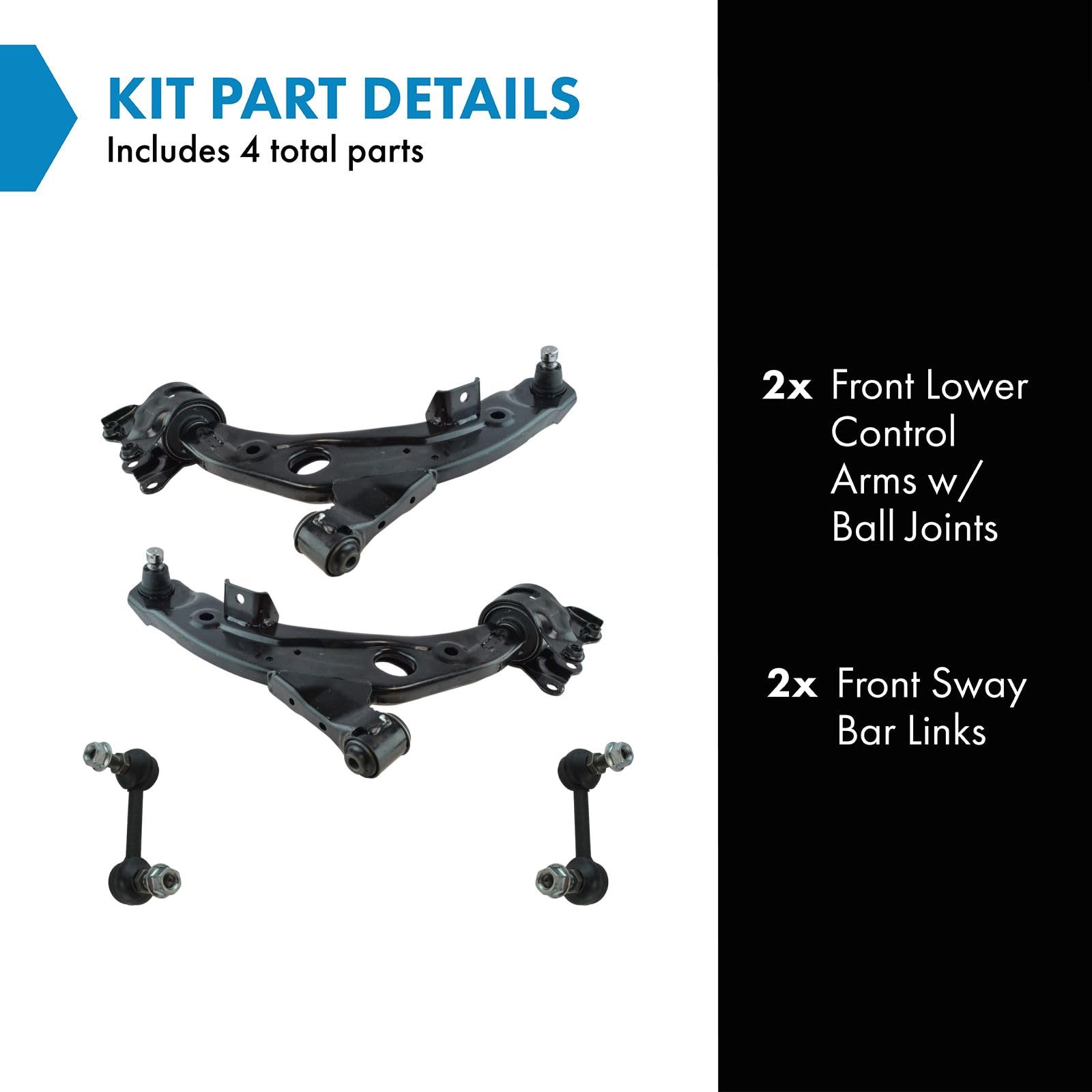TRQ Front Suspension Kit Control Arm with Ball Joint Sway Bar Stabilizer Link Compatible with 2007-2015 Mazda CX-9