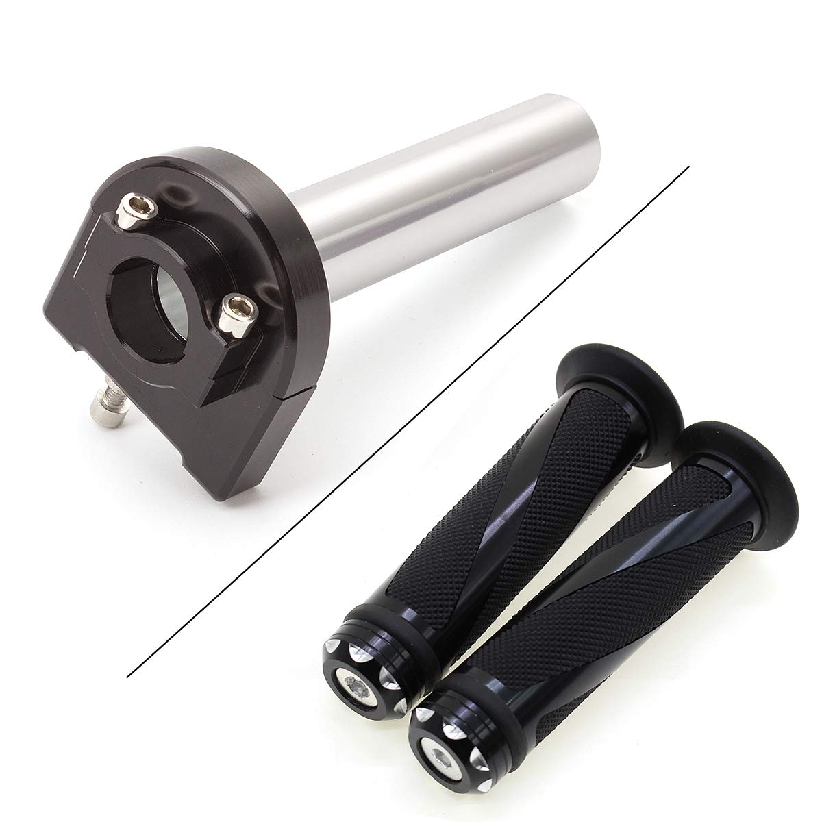 Krace Motorcycle 7/8'' Handle bar Hand Grips with Anodized CNC Quick Twist Throttle Tube Motorized Lever Control Fit for Honda G