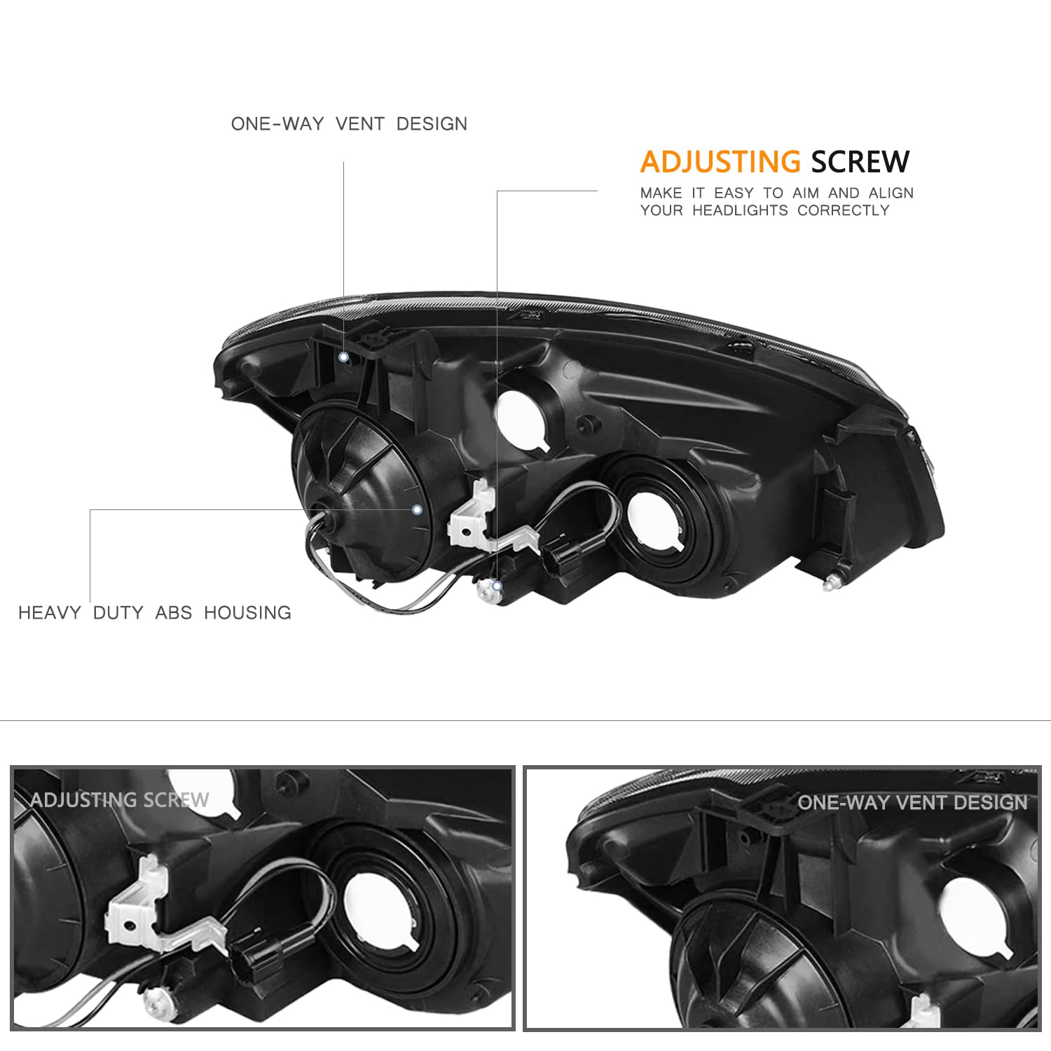 Bryght Headlight Assembly For 2005 2006 Nissan Altima Ome Style Headlamp Replacement Passenger And Driver Side (Black Housing With Clear Reflector)