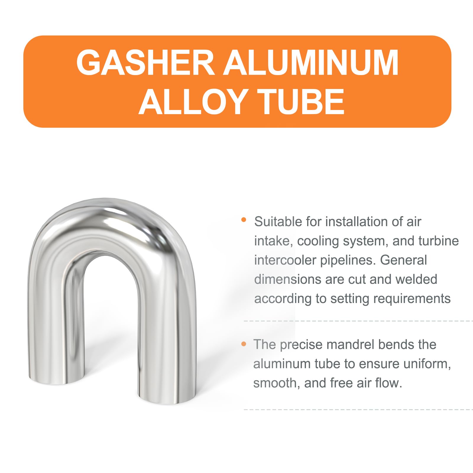 Gasher 2Pcs Intercooler Pipe Aluminum 180 Degree Elbow Alloy Tube 2''Od, Leg Length 4'' (100Mm), For Intake And Cooling Systems