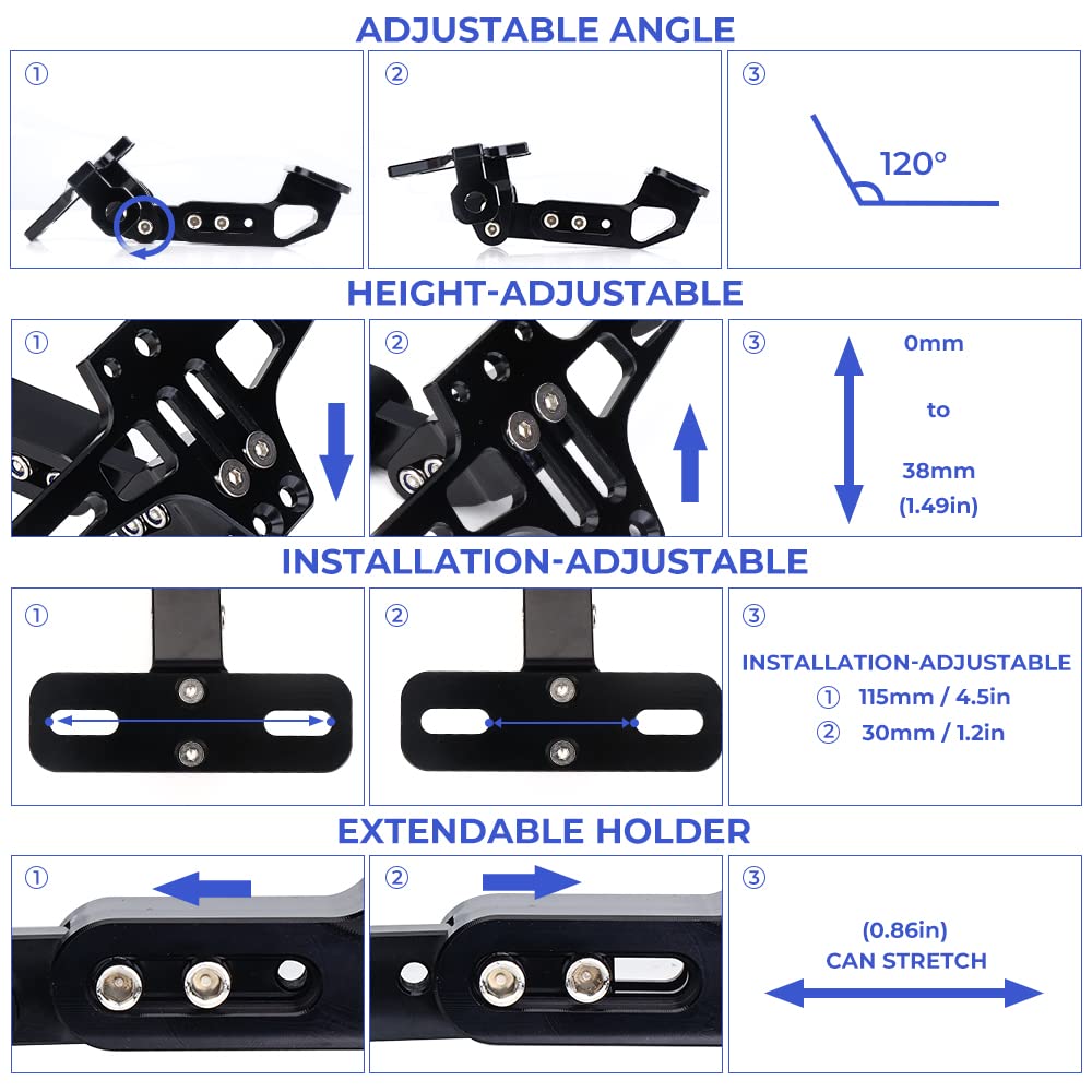 Kemimoto Motorcycle License Plate Bracket Fender Eliminator Kit Universal Motorcycle Tail Tidy Motorcycle License Plate Holder M
