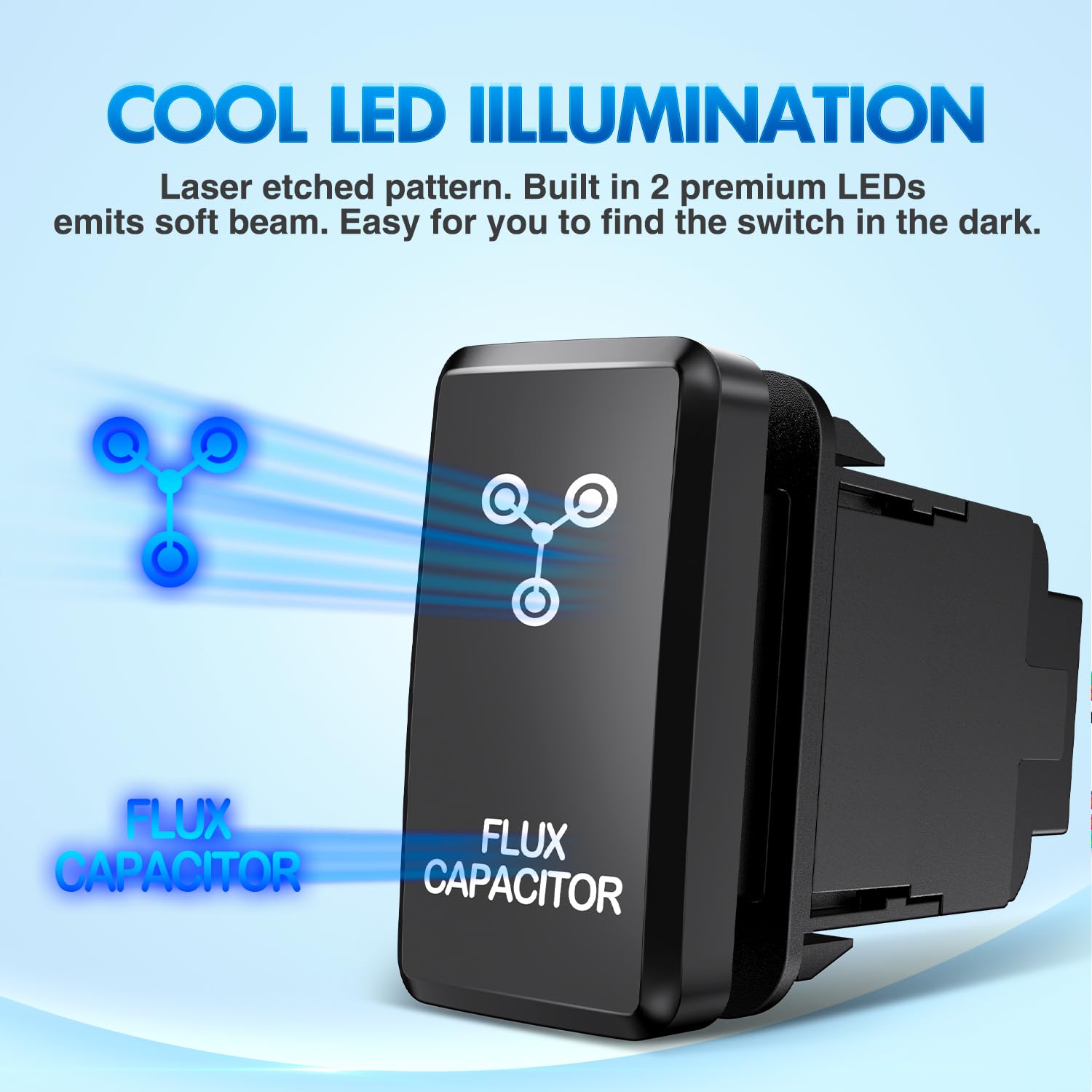 Nilight Flux Capacitor Push Button Switch 12V On Off Switches With Connector Wire Kit 1.54'' X 0.83'' Replacement For Toyota Fj