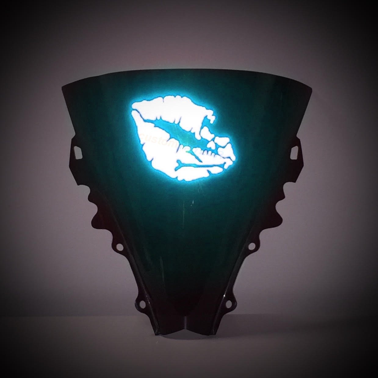 Customtaylor33 High Intensity Reflective Vinyl Death Kiss Skull Crossbones Lips Decal Bumper Sticker - Cars, Motorcycles, Helmets, Wind Screens, Laptops, Cellphones, (Se Baby Blue, 12 Inch Wide)