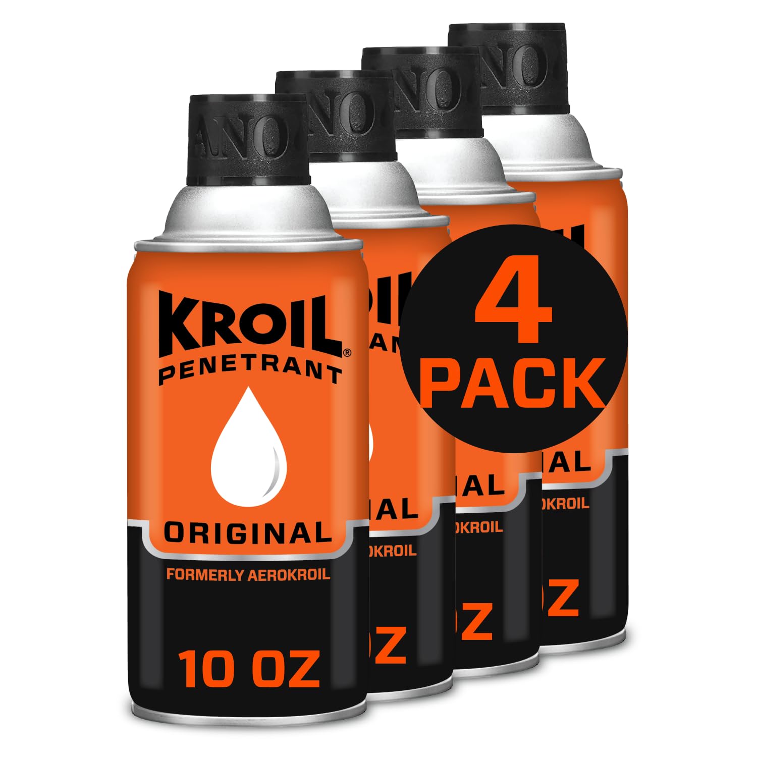 Kroil Original Penetrating Oil (Aerosol Spray-10Oz Can-Case Of 4) | Penetrant For Rusted Bolts, Metal, Hinges, Chains, Moving Pa