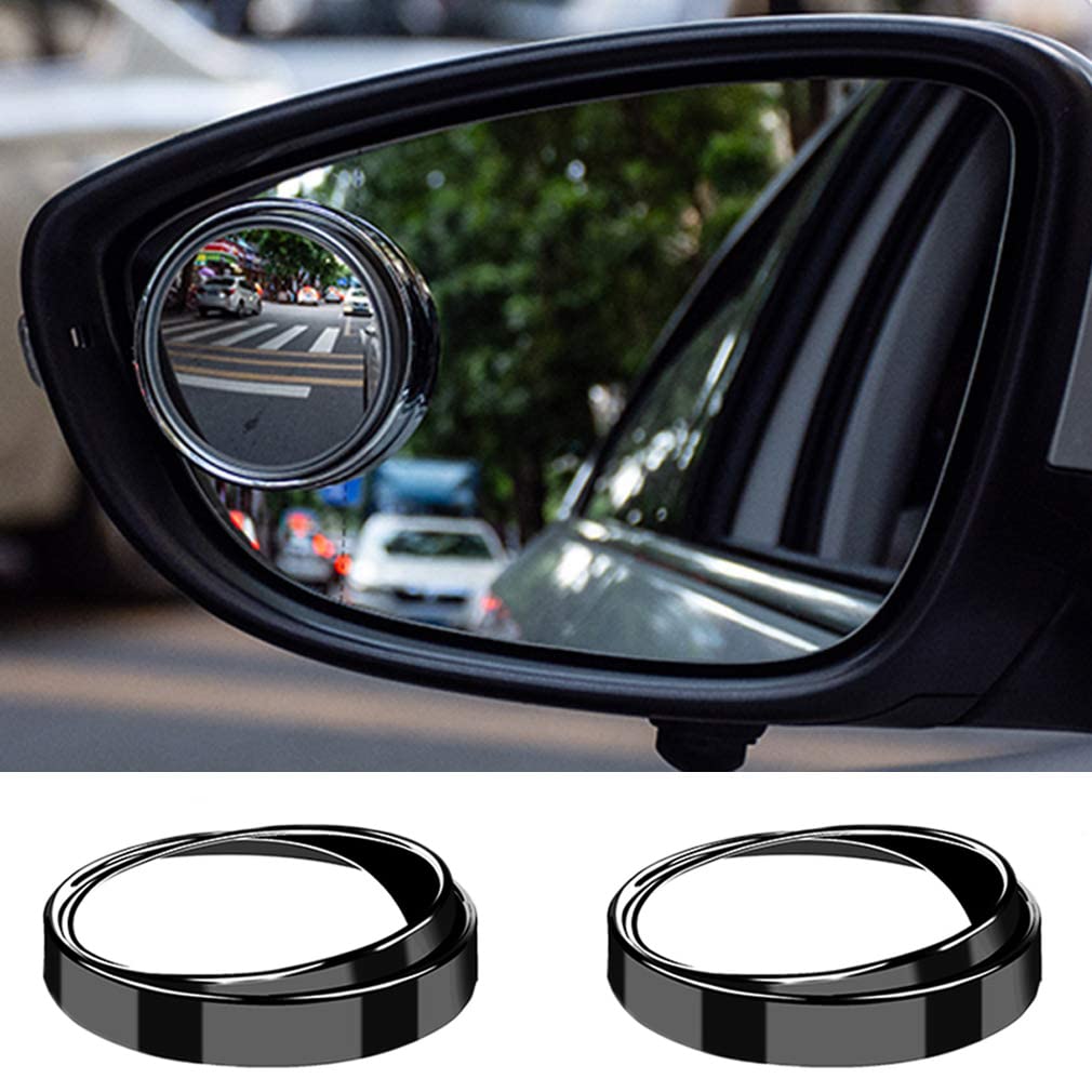 2Pcs Mini Small Blind Spot Mirror, 1.57'(40Mm) Round Hd Glass Convex Rear View Mirror,Strong Adhesive Mirror For Car, Van, Suv And Trucks (1-9/16'(40Mm), Black Frame)
