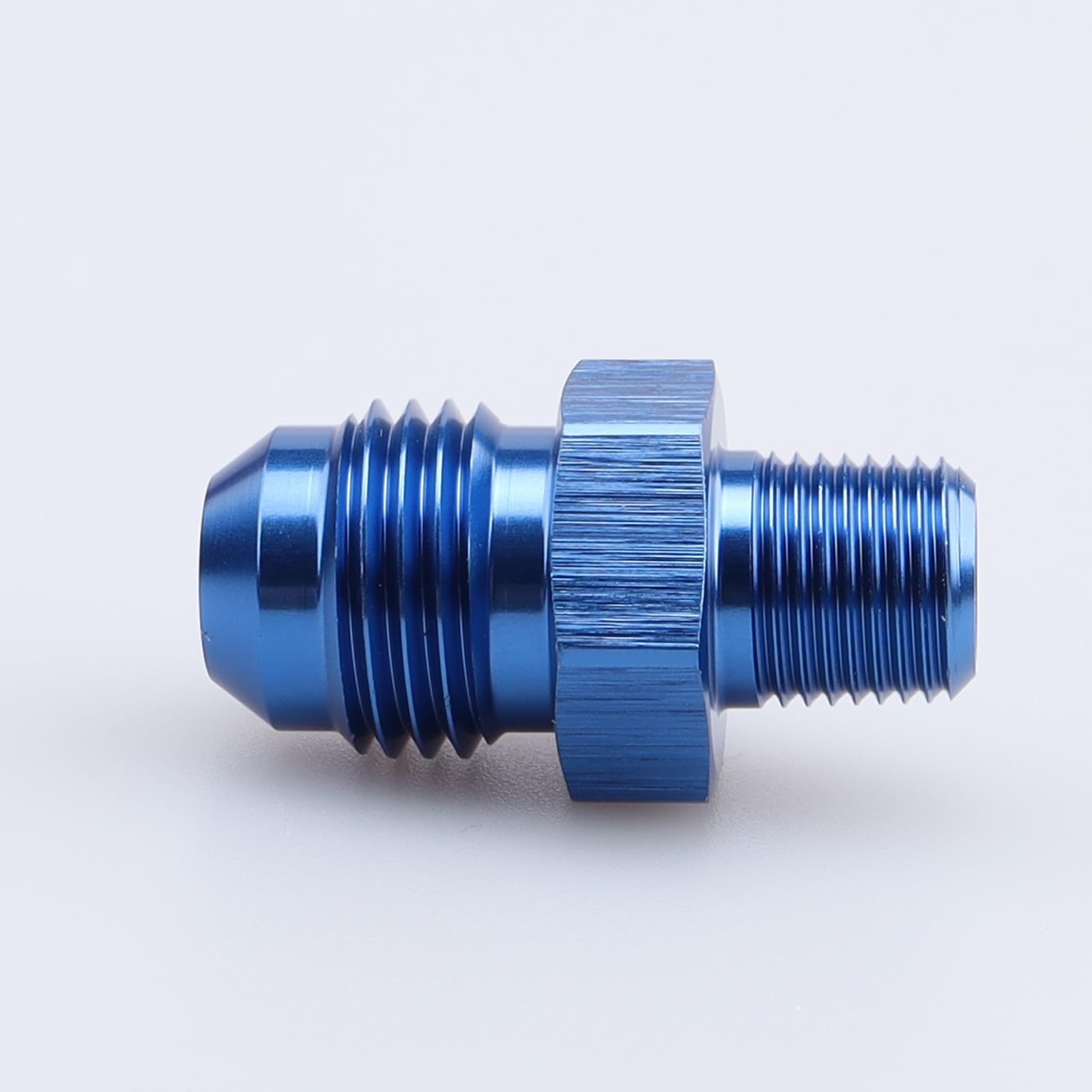 Ac Performance Male 1/8'' Npt To -6 An Flare Adapter Straight Aluminum Blue