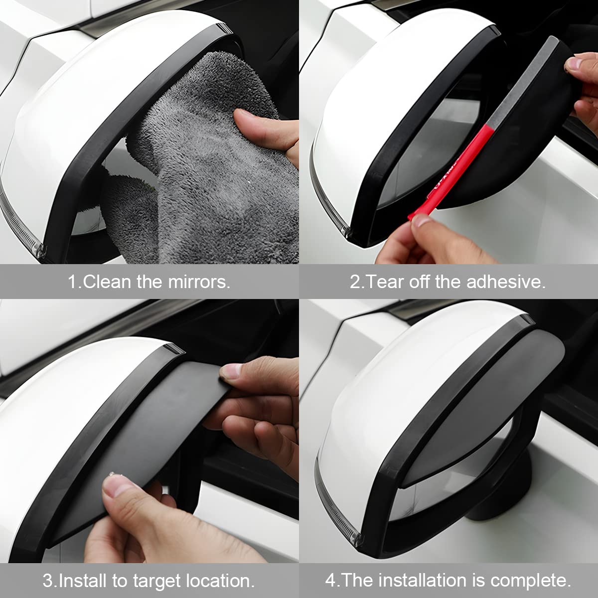 Blilo 2Pcs Car Rear View Mirror Rain Visor Guard, Carbon Fiber Car Side Mirror Rain Eyebrow, Waterproof Auto Mirror Rain Visor Smoke Guard, Universal For Cars, Truck And Suv (Smooth Black)