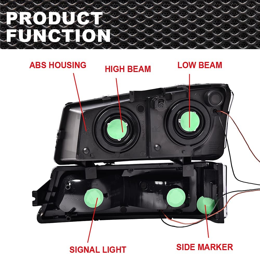 Pit66 Led Headlight Assembly Compatible With Chevy Silverado 1500 2500 3500 Hd Model 03-06/Fit Avalanche 1500 2500(Fit No Claddi