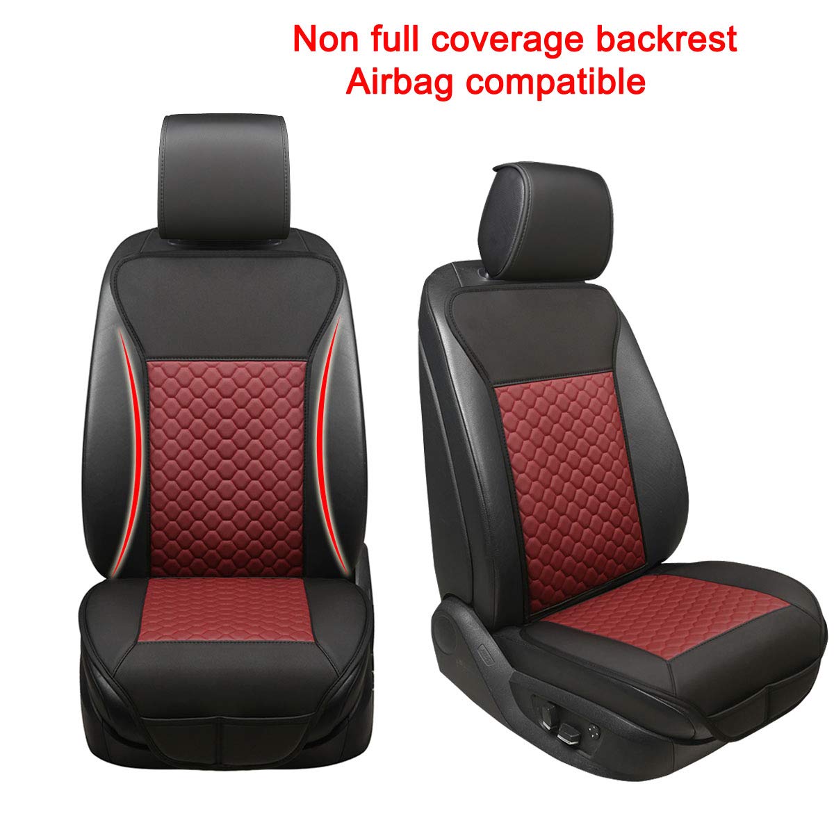 Black Panther 1 Pair Car Seat Covers,Breathable Universal Pu Front Car Seat Protectors,Non-Wrapped Bottom With Backrest (Black+B