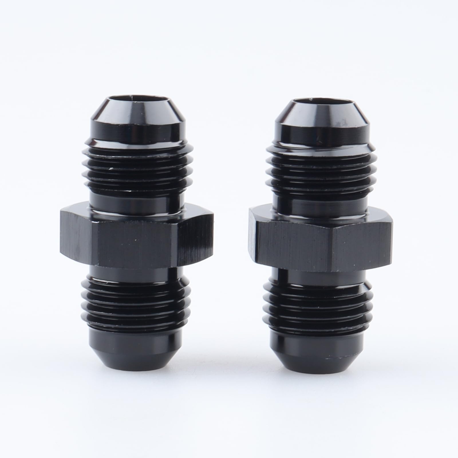 AC PERFORMANCE -6 AN Male Flare to -6 AN Male Coupling Hose Union Fuel Fitting Adapter Aluminum Black, Pack of 2