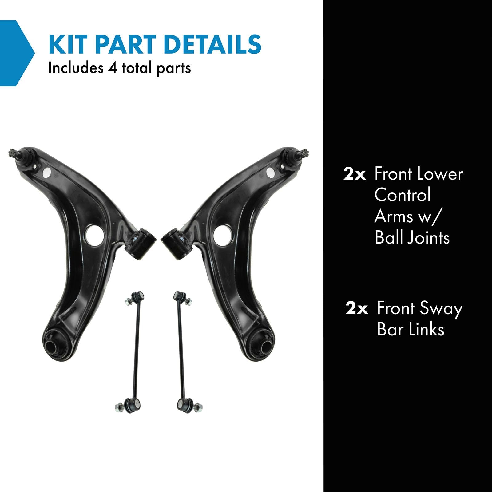 Trq Front Suspension Kit Control Arm With Ball Joint Sway Bar Stabilizer Link Compatible With 2008-2014 Scion Xd 2012-2019 Toyot