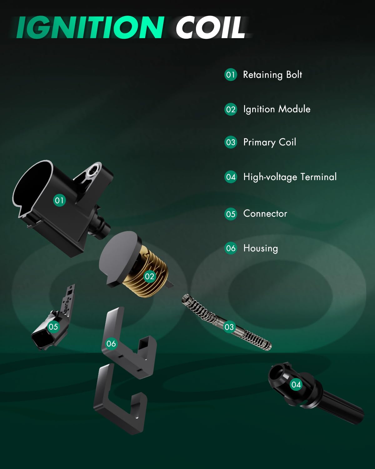 SCITOO 6Pcs Ignition Coil UF269 for Dodge Magnum 3.5L 2005 for Dodge Intrepid 3.5L 2000-2004 for Dodge Intrepid 3.2L 1998-2000 f