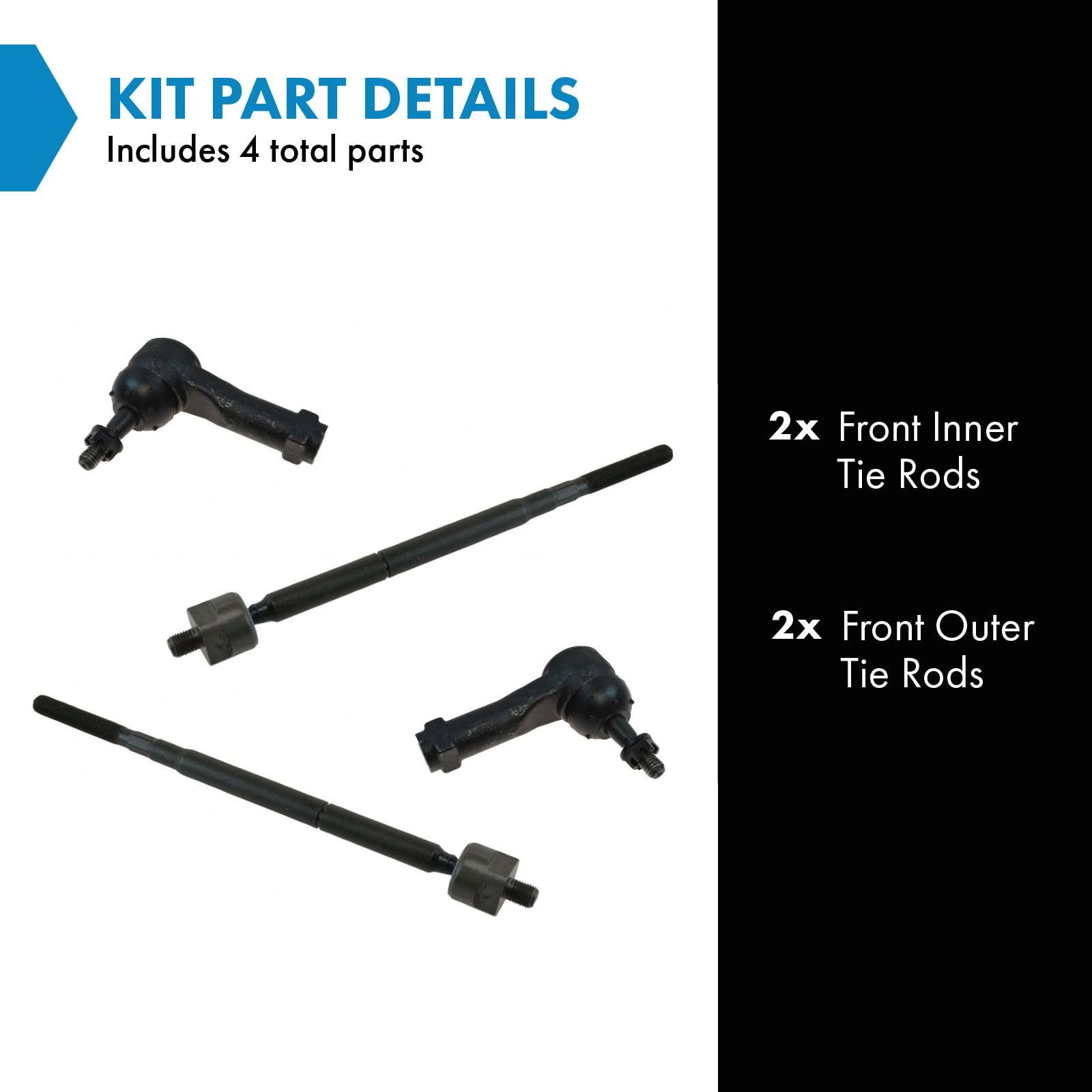 Trq Front Tie Rod Set Compatible With 2005-2007 Chevrolet Equinox 2006-2007 Pontiac Torrent