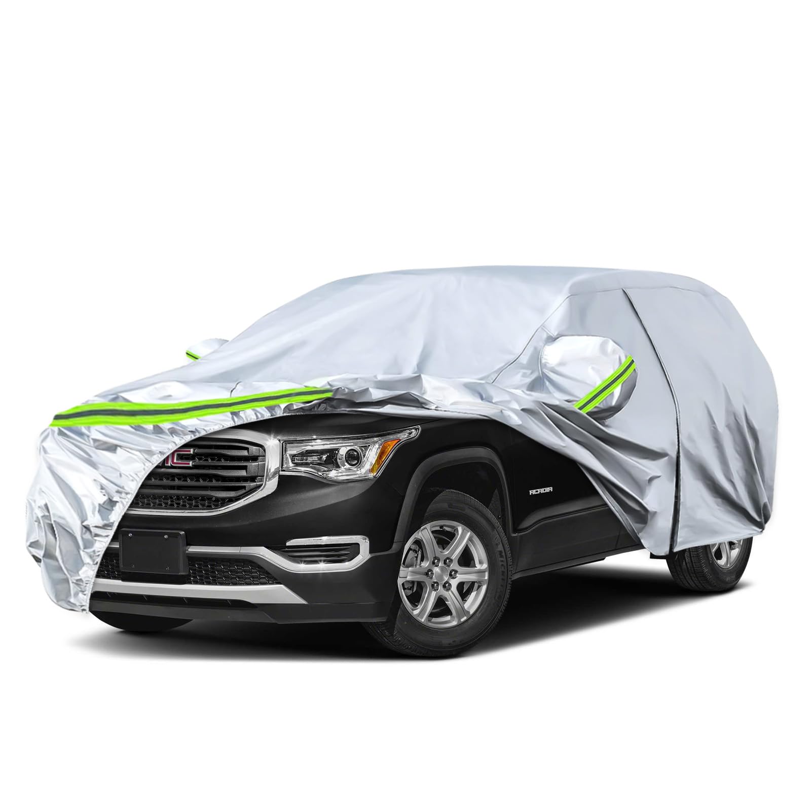 Waterproof Car Covers Replace For 2017-2025 Gmc Acadia, 6 Layers Silver All Weather Custom-Fit Car Cover With Zipper Door & Wind