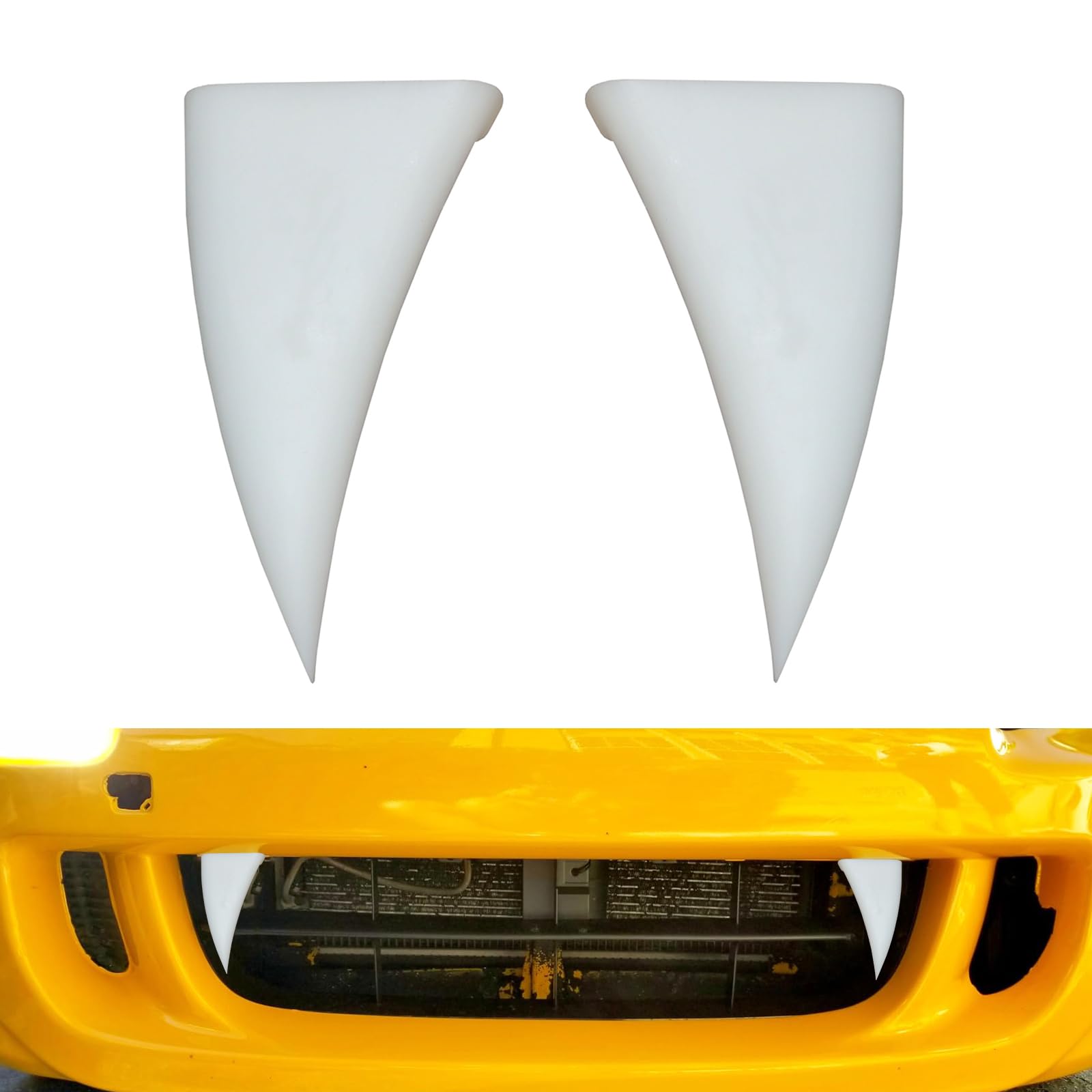 Teyouyi Halloween Decoration Car Teeth For Cars, Truck, Or Suv,Vampire Fangs Teeth For Car- Mounts To Front Grille On Vehicles,Diy Your Car,A Pair White