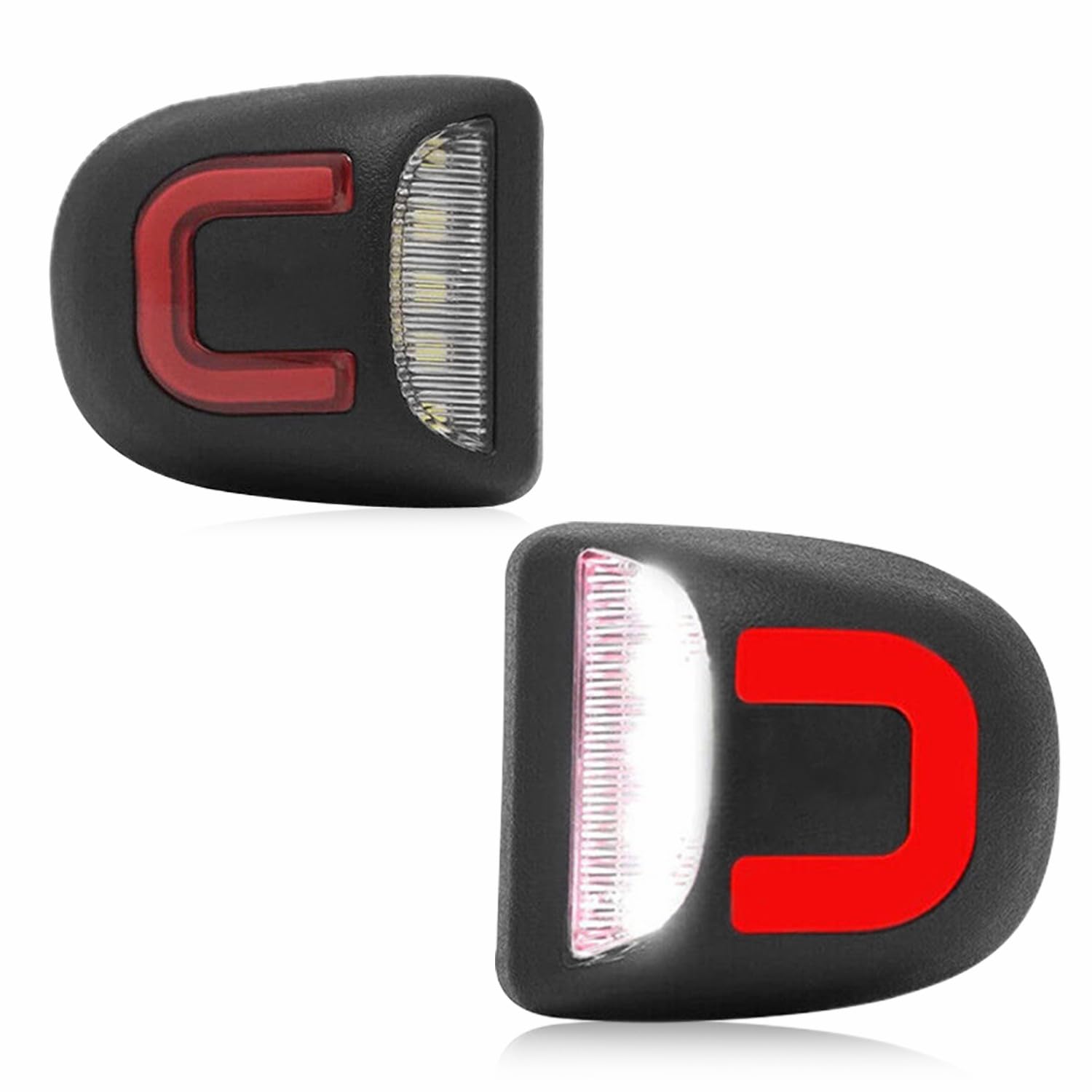 Lesauce Red U-Shaped Led License Plate Lights Tag Lamp Assembly Replacement For Chevy Silverado 1500 2500 3500 Suburban Tahoe Gm