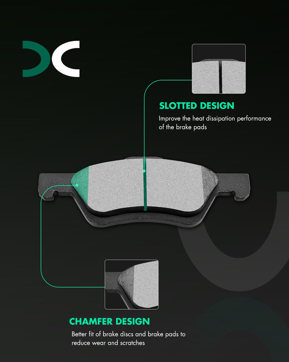 Scitoo D1047 Front Ceramic Brake Pads Sets Fit For Ford For Escape 2005-2012,For Mazda Tribute 2005-2006 2008-2010,For Mercury M