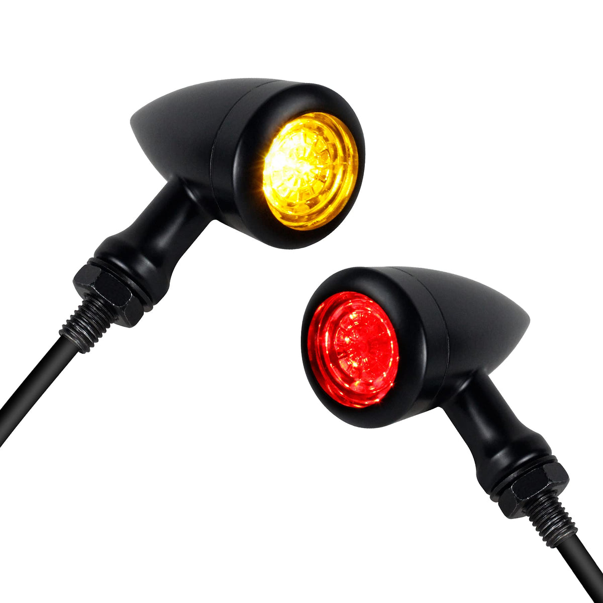 Nthreeauto Motorcycle Rear Turn Signals Led Bullet Indicators Universal Compatible With Harley Sportster Dyna Iron 883 Honda Shadow Yahama Suzuki Kawasaki Chopper Bobber (Diode Bulbs)