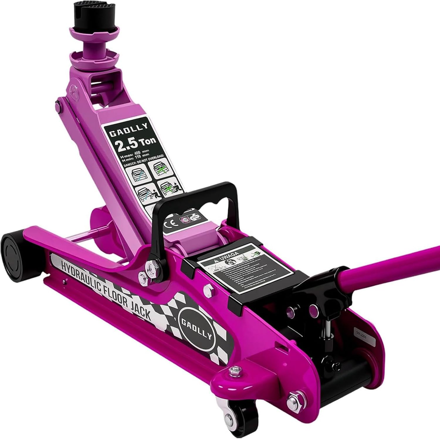 GAOLLY 2.5 Ton Floor Jack Low Profile, Heavy-Duty Steel Racing with Single Piston Lift Pump, Lifting Range 4.5-15.94 (Pink)