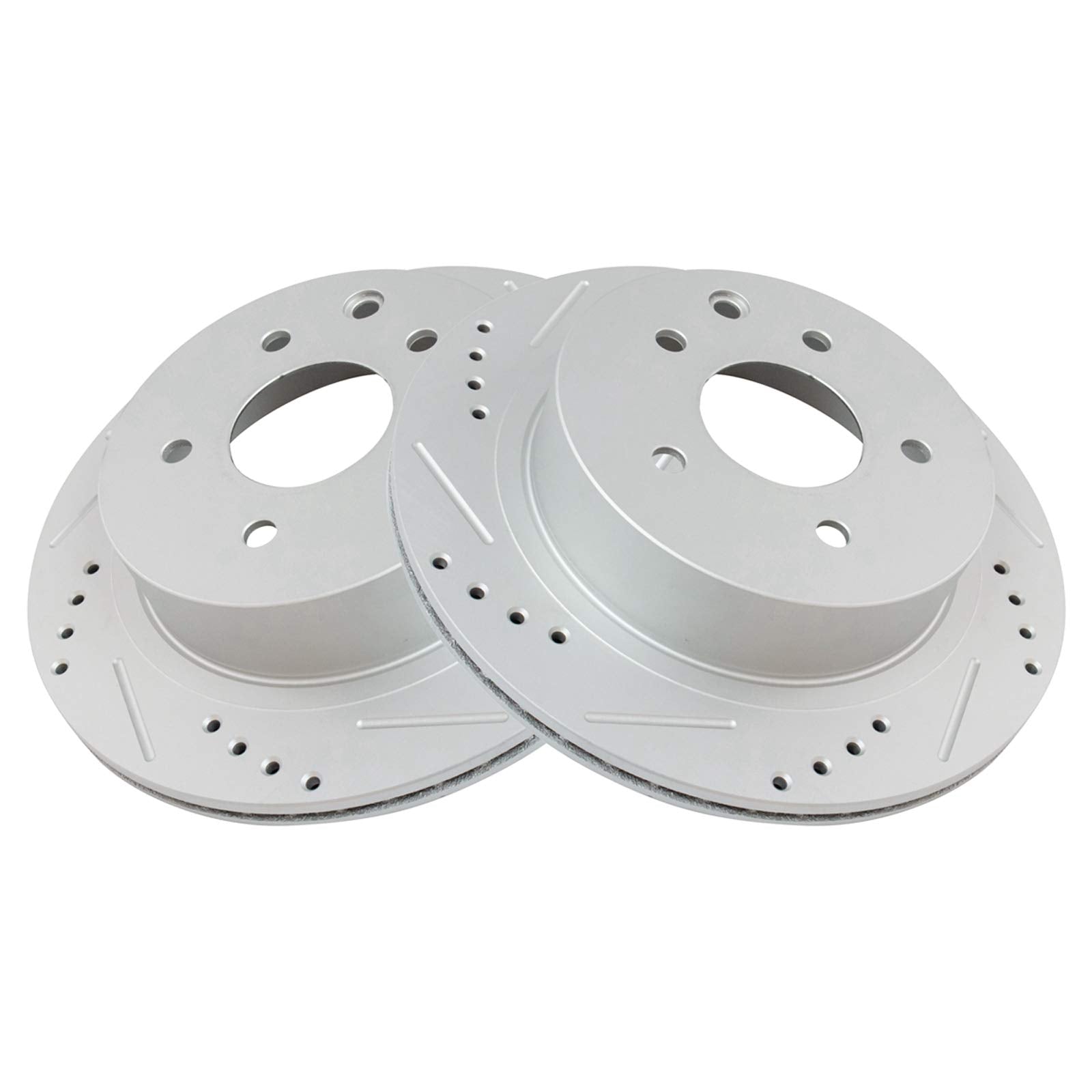 Trq Rear Performance Brake Rotor Drilled Slotted Pair Set For 2003-2005 Nissan 350Z / 2003-2004 Infiniti G35 / 2011-2017 Nissan