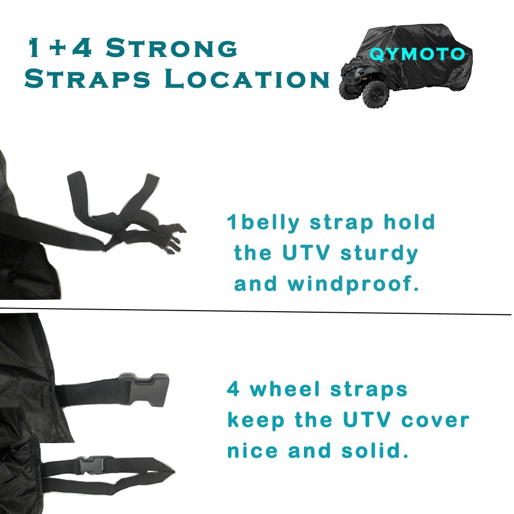 Qymoto Utv Cover 4-6 Seater,Waterproof Windproof Outdoor Storage Cover For Polaris Ranger Crew,General 4,Rzr 900/1000 4,Cfmoto Uforce 1000 Xl,Honda 4,Kawasaki Teryx 4,Can Am X3 Maverick Defender