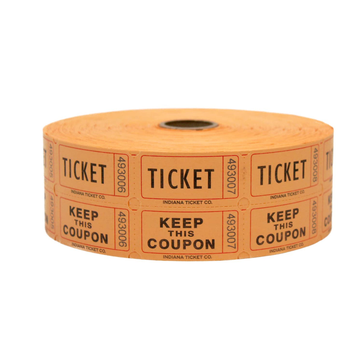 Indiana Ticket Co 1,000 Orange Raffle Tickets Double Roll, Premium Quality 5050 Raffle Tickets, Tickets For Events, Carnivals, D