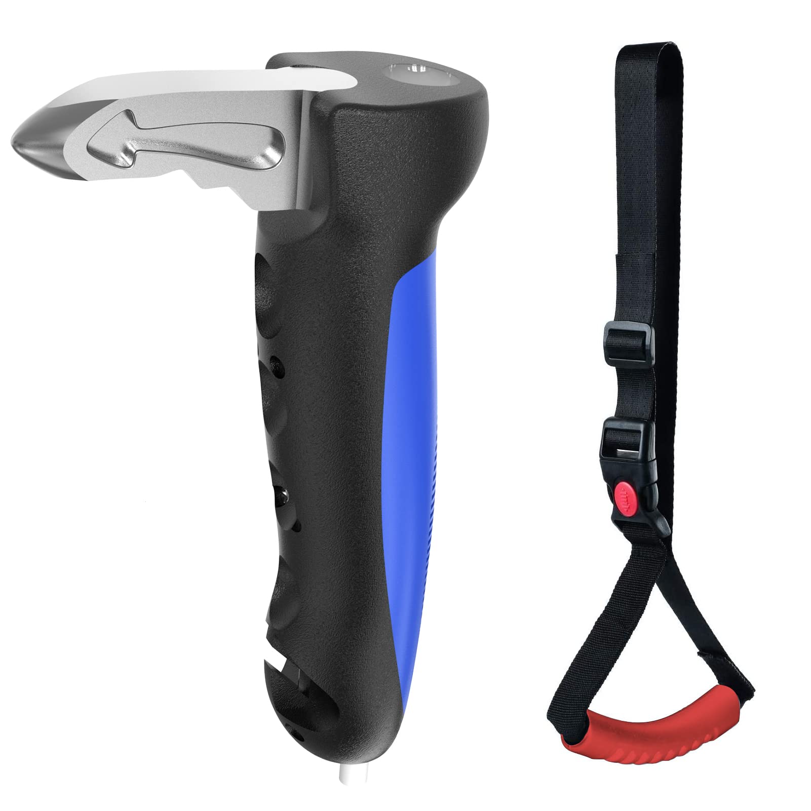 Byojia 5 In 1 Vehicle Support Handles, Elderly Portable Automotive Door Assist Handles Multifunction Car Handle With Led Flashlight Seatbelt Cutter And Window Breaker For Elderly And Handicapped Blue