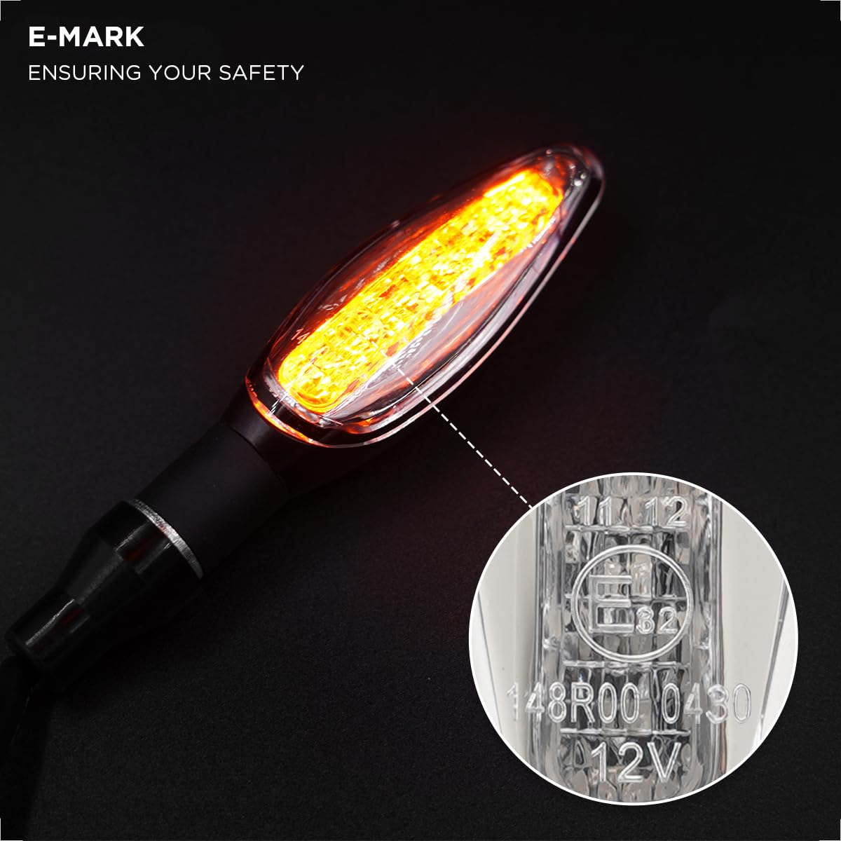 Evermotor Led Motorcycle Turn Signals Yellow Tail Sequential Lights 12V Running Aluminium Alloy Front Ebike Indicators With E-Mark For Honda,Ktm,Kawasaki,Suzuki(4 Pieces)