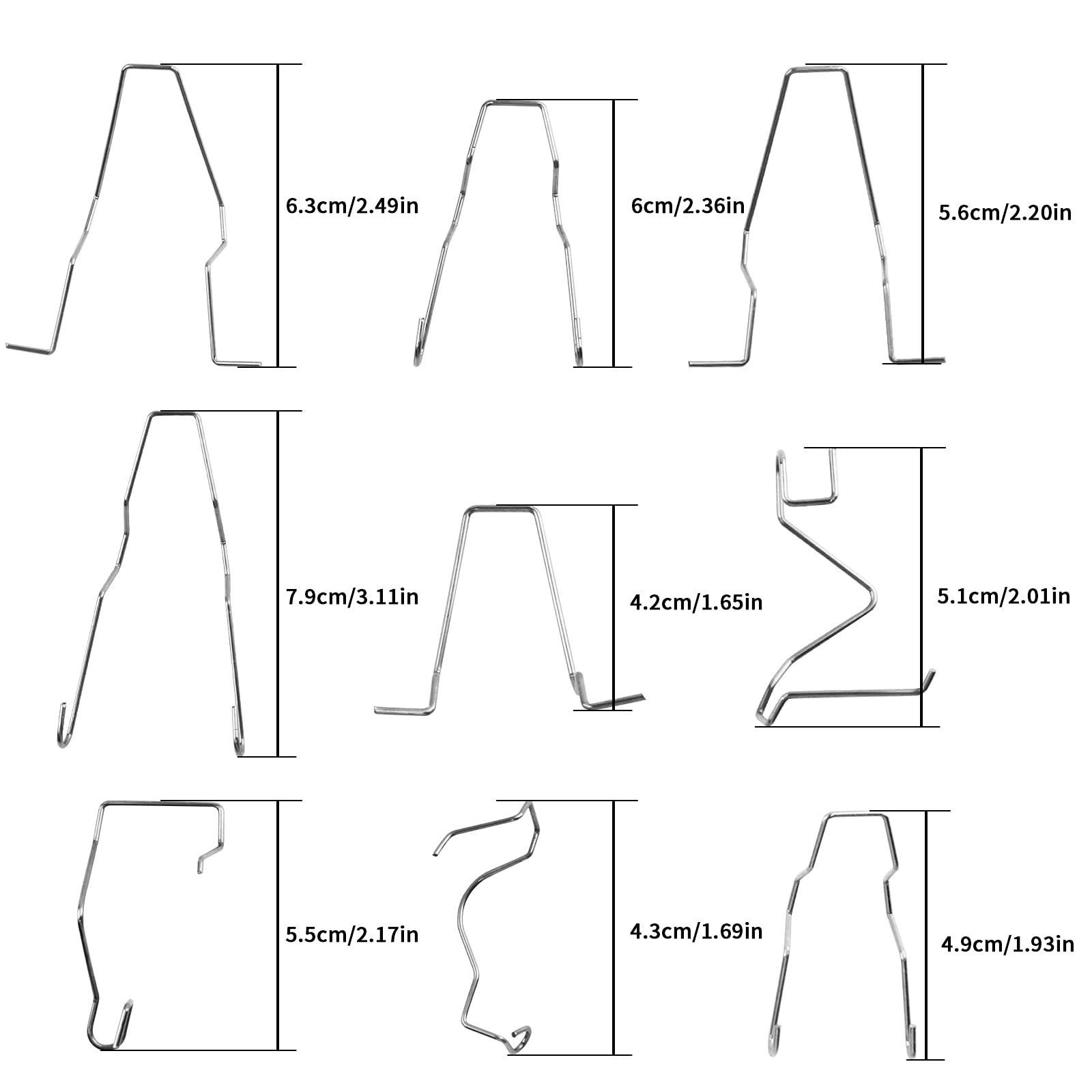 9Pcs Bulb Retaining Spring Clips, Universal Car Headlight Clamp Headlamp Dip Dipped Beam Bulb Hoder For H1 H3 H4 H7