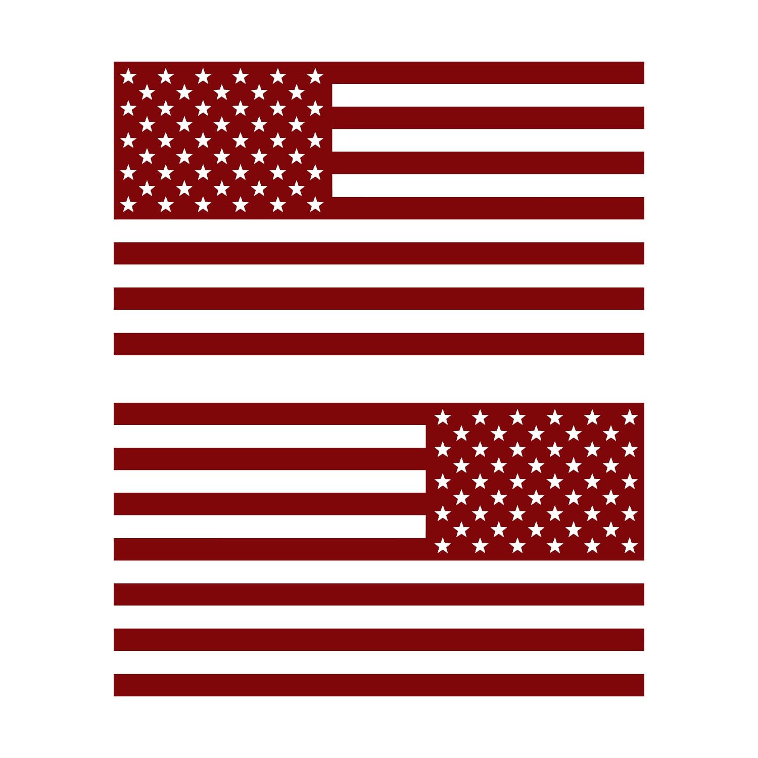 American Us Flag [Pick Color/Size] Vinyl Decal Sticker For Laptop/Car/Truck/Window/Bumper (18In Subdued Pair, Matte Maroon)