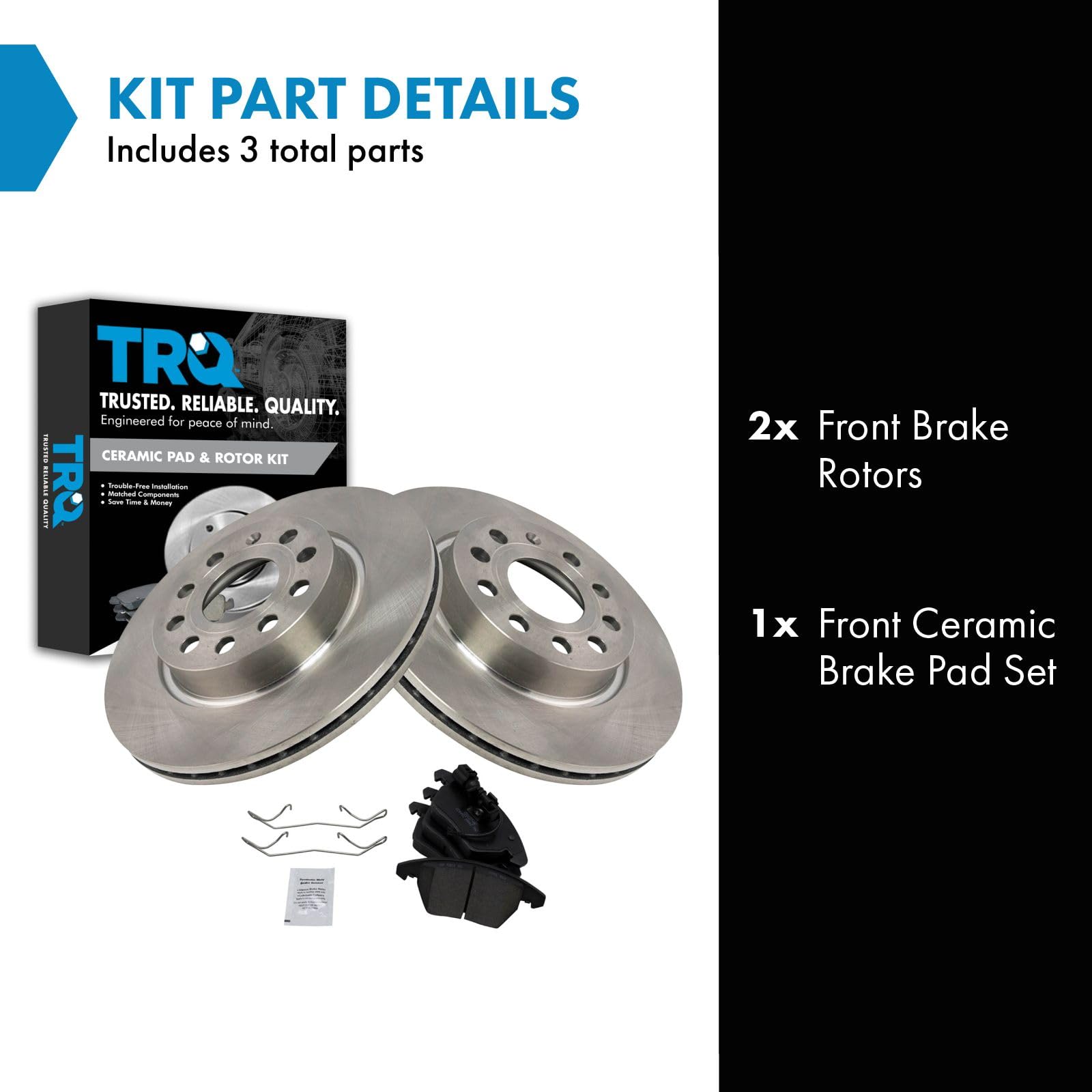 Trq Front Brake Pad & Rotor Kit Brake Pads Brake Rotor Ceramic Compatible With 2011 Audi A3 Quattro 2013 Volkswagen Gti 2011-201