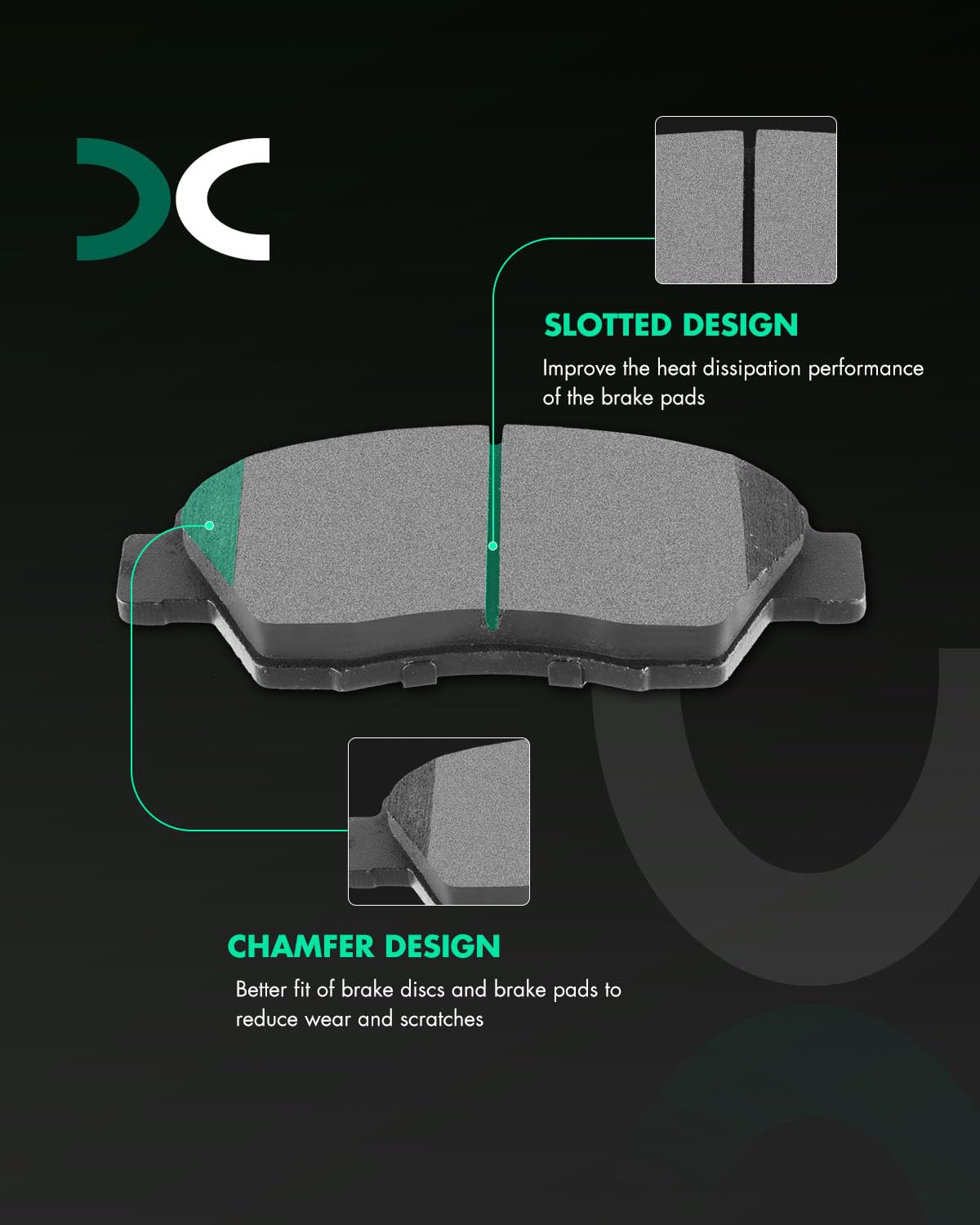 Scitoo D621 Front Semi-Metal Brake Pads Sets Fit For Acura Rsx 2002-2006,For Honda Civic 1993-1995 200-2005,For Honda Civic Del