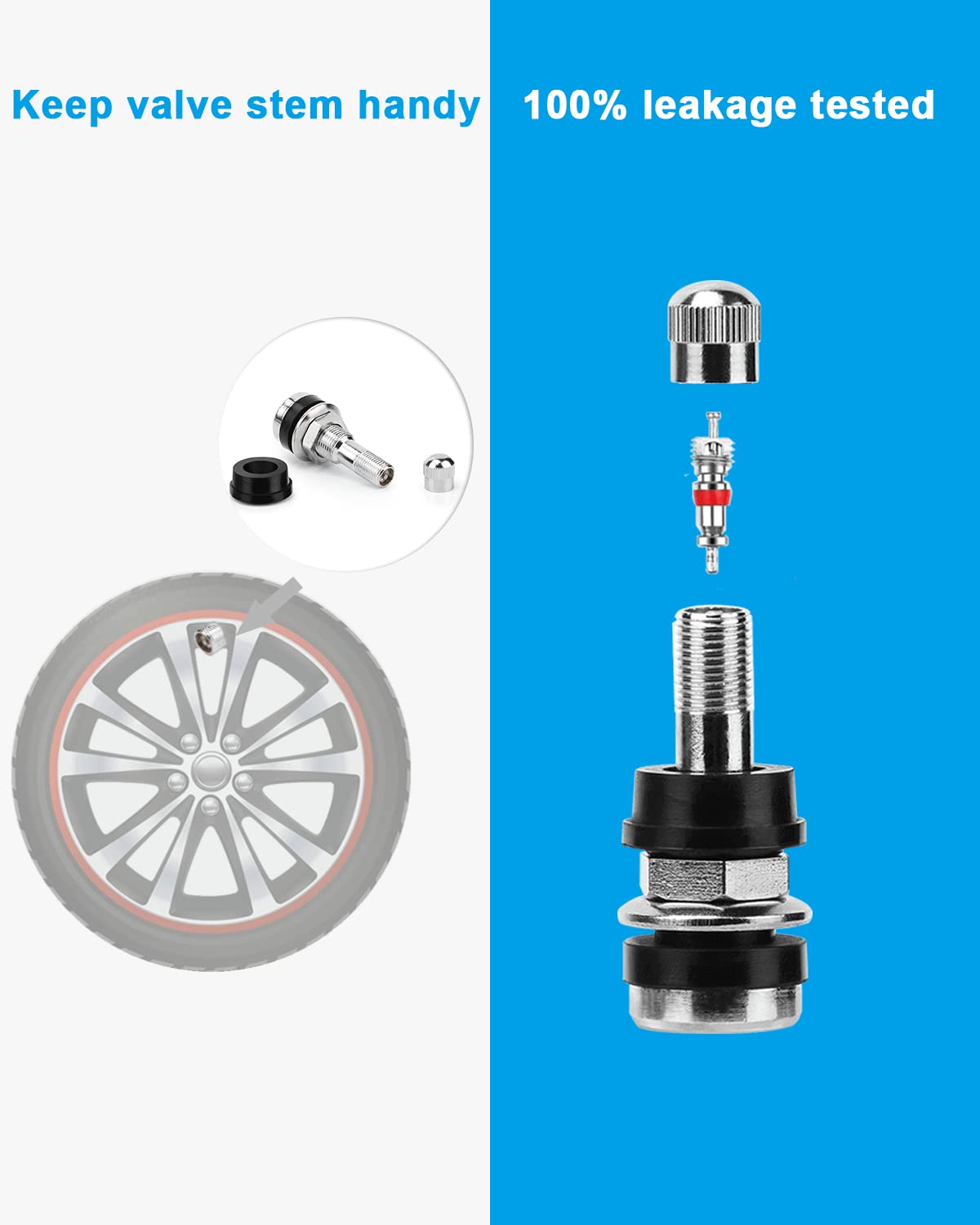 Riseuvo 25Pcs Tr416 Outer Mount Metal Valve Stem High-Pressure High Pressure Valve Stems Clamp-In Valves