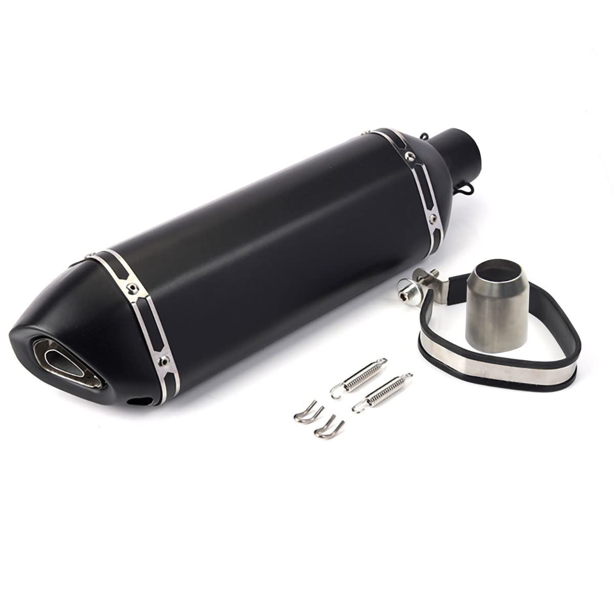 Exhaust Muffler 1.5-2Inlet With Removable Db Killer For Street/Sport Motorcycles And Scooters With 38,51Mm Diameter Exhaust Pipes(Matt Black)
