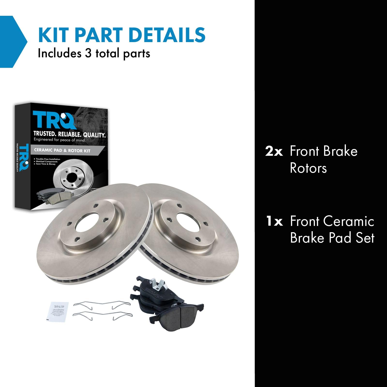 Trq Front Brake Pad & Rotor Kit Brake Pads Brake Rotor Ceramic Compatible With 2018-2020 Ford Ecosport