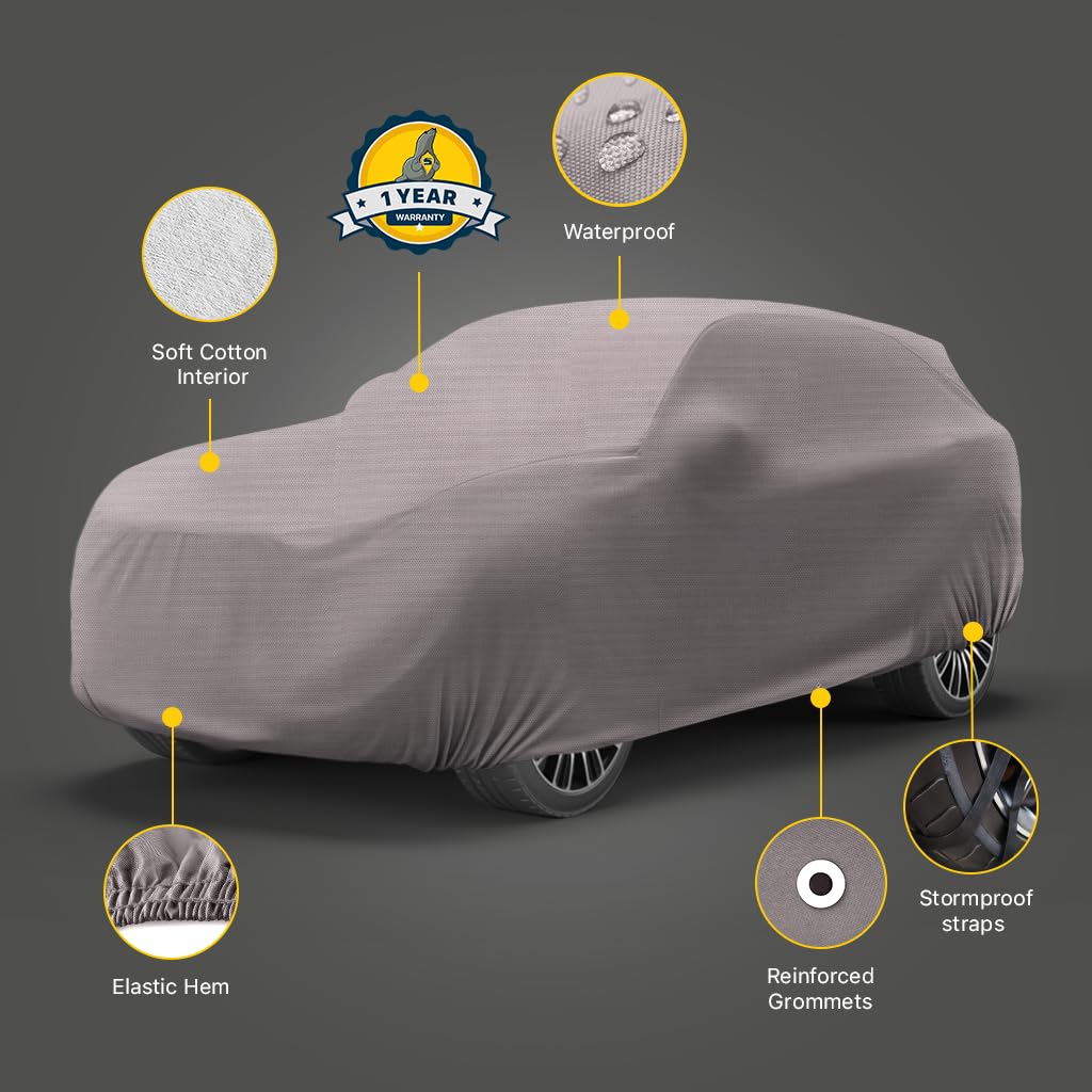 Seal Skin Covers Multi-Layer SUV Car Cover, Waterproof PEVA Outdoor Cover with UV, Snow, Rain Protection, Windproof Straps, Cott