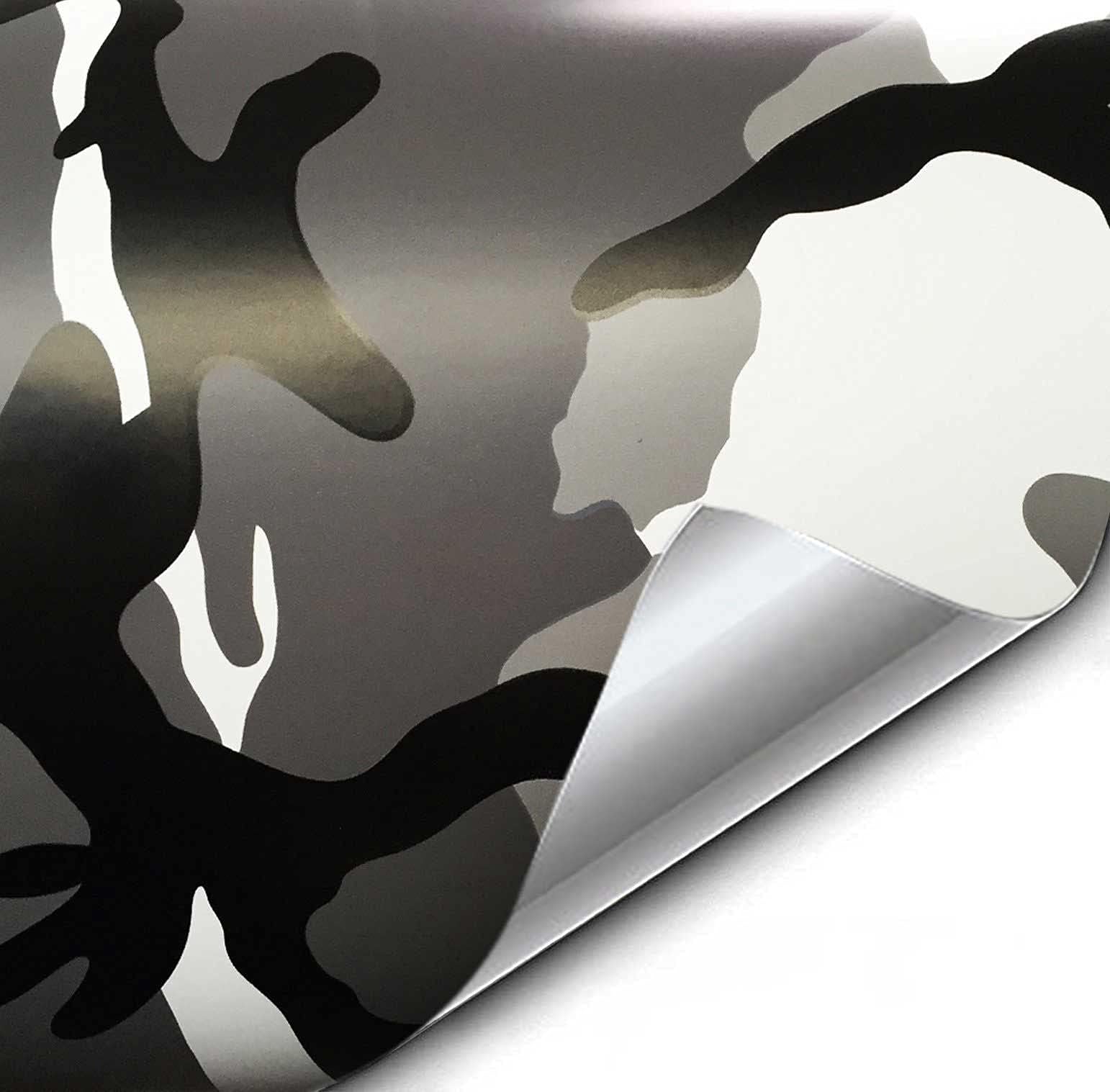 Vvivid Vinyl Camouflage Pattern Wrap Air-Release Adhesive Film Sheets (6Ft X 5Ft, Snow Camo)
