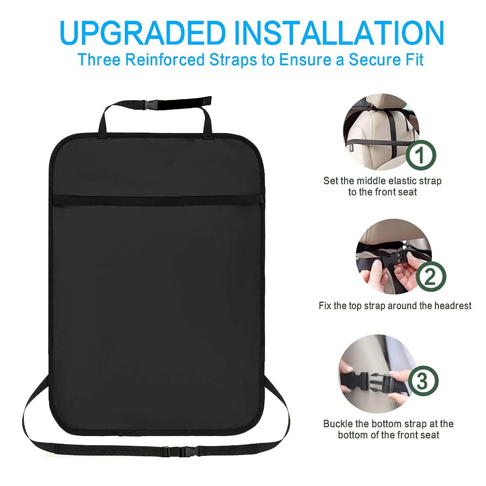 Blyphoo Premium Backseat Organizer For Kids 2 Pack, Heavy Duty Waterproof And Stain Resistant Kick Mats Back Seat Protector, Dur