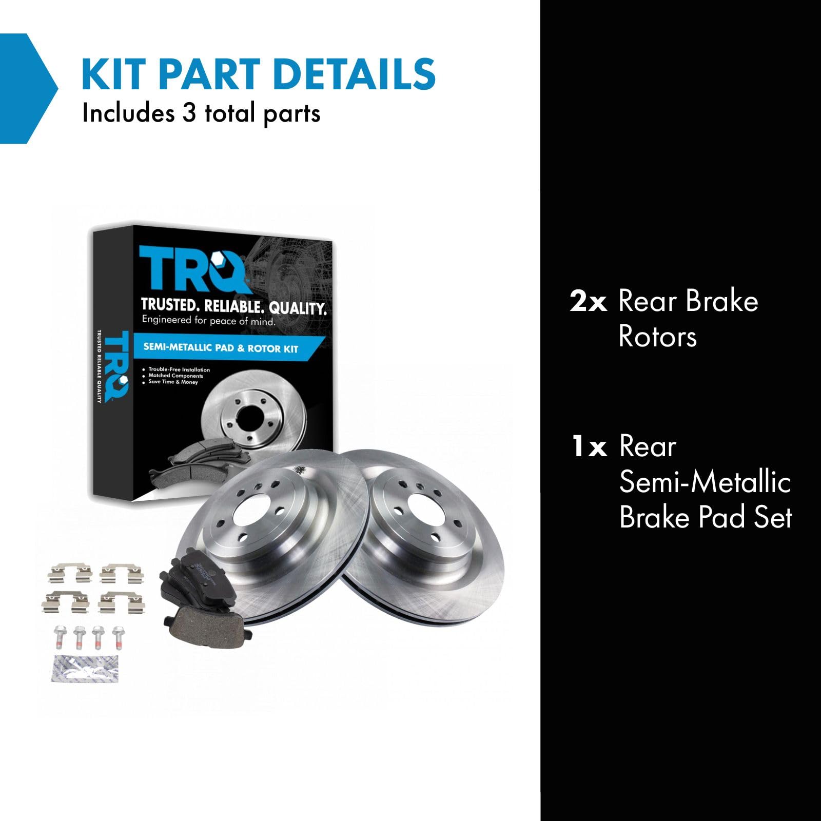 Trq Rear Brake Pad & Rotor Kit Brake Pads Brake Rotor Semi-Metallic Compatible With 2013-2016 Mercedes-Benz Gl350 2014-2016 Gl45