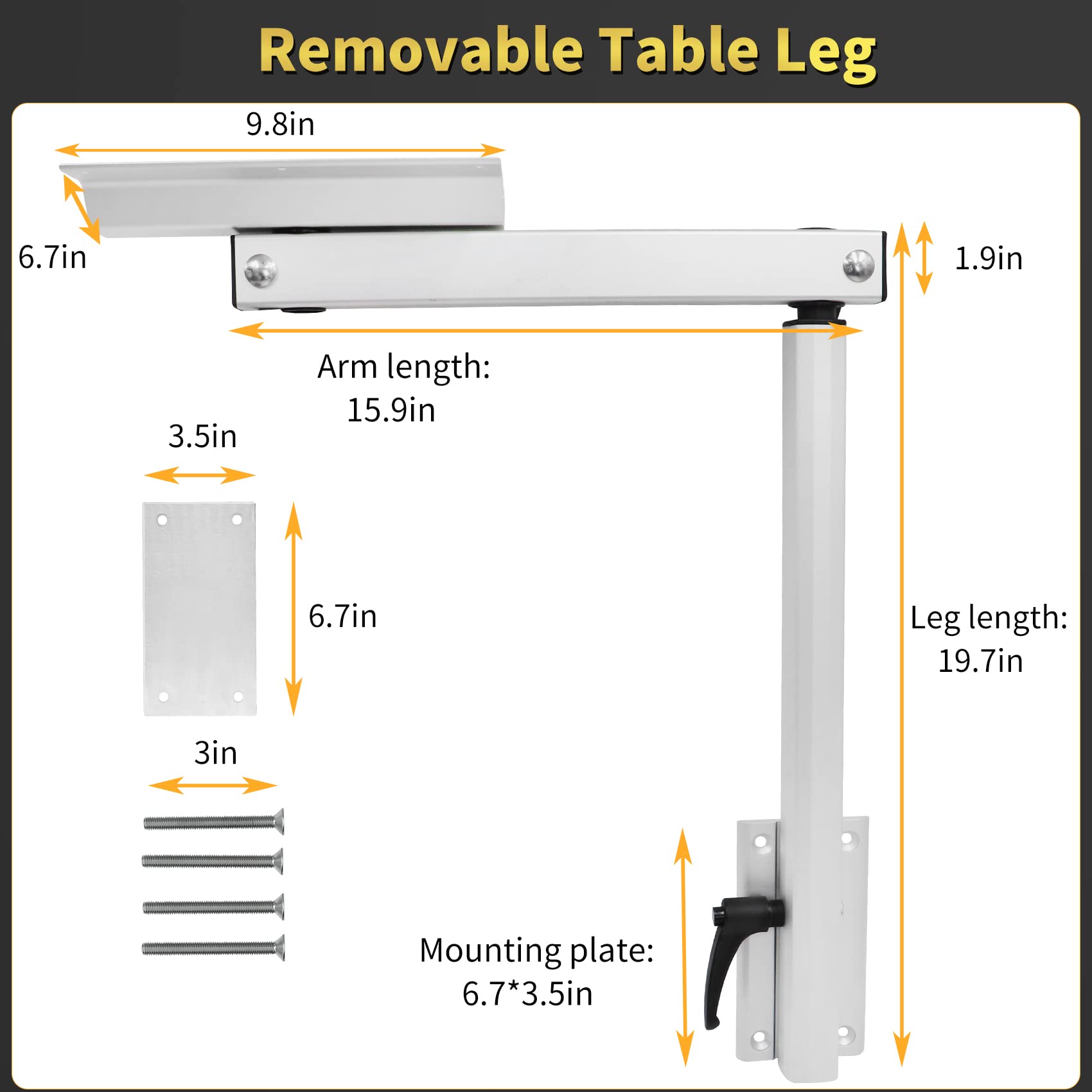 Virego Removable Table Leg Rv Accessories, 360 Degree Rotation Aluminum Alloy Laptop Table Leg, Height Adjustable Table Leg Brac