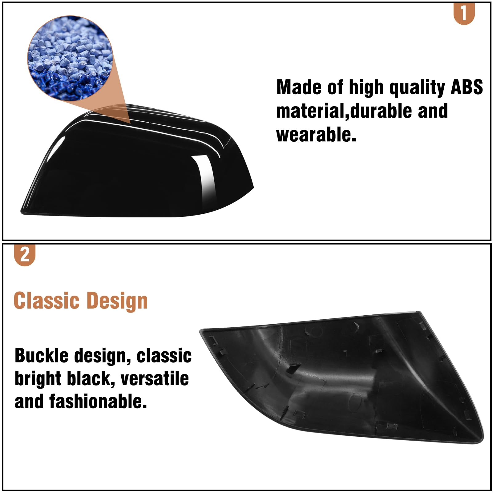 OWITAT 2PCS Compatible with Tesla Model 3 2017 2018 2019 2020 2021 2022 2023 2024 Mirror Cover Replacement, Exterior Left Driver