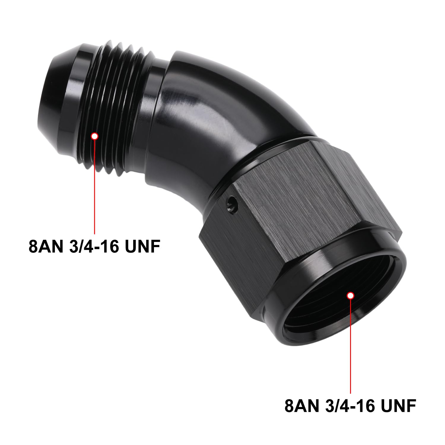 Podavelle 45 Degree 8An Male To 8An Female Swivel Full Flow Fitting Adapter Coupler Aluminum Black