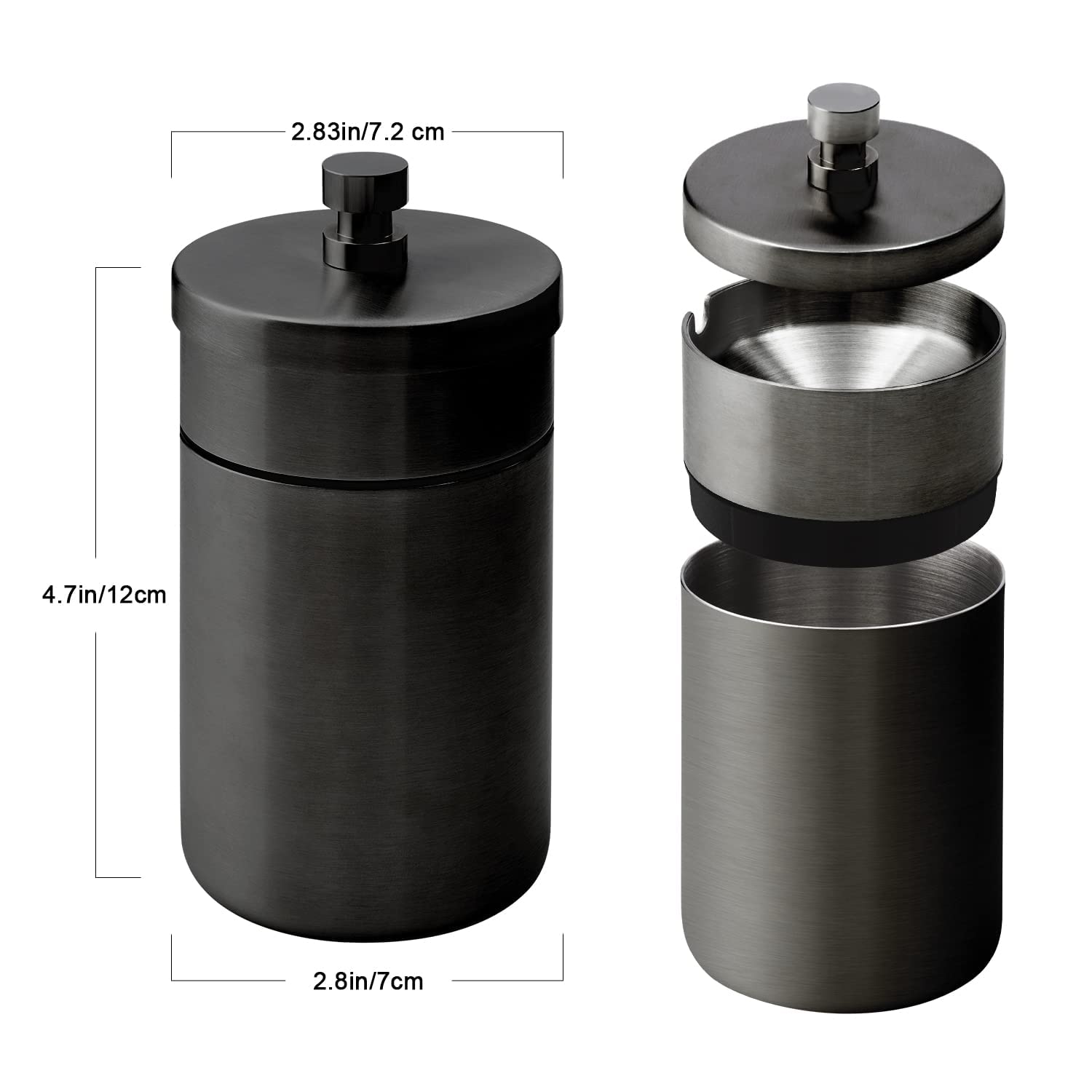 Car Ashtray With Lid Smell Proof Stainless Steel Auto Ashtrays Portable Smokeless Detachable Windproof Extinguished Butt Bucket