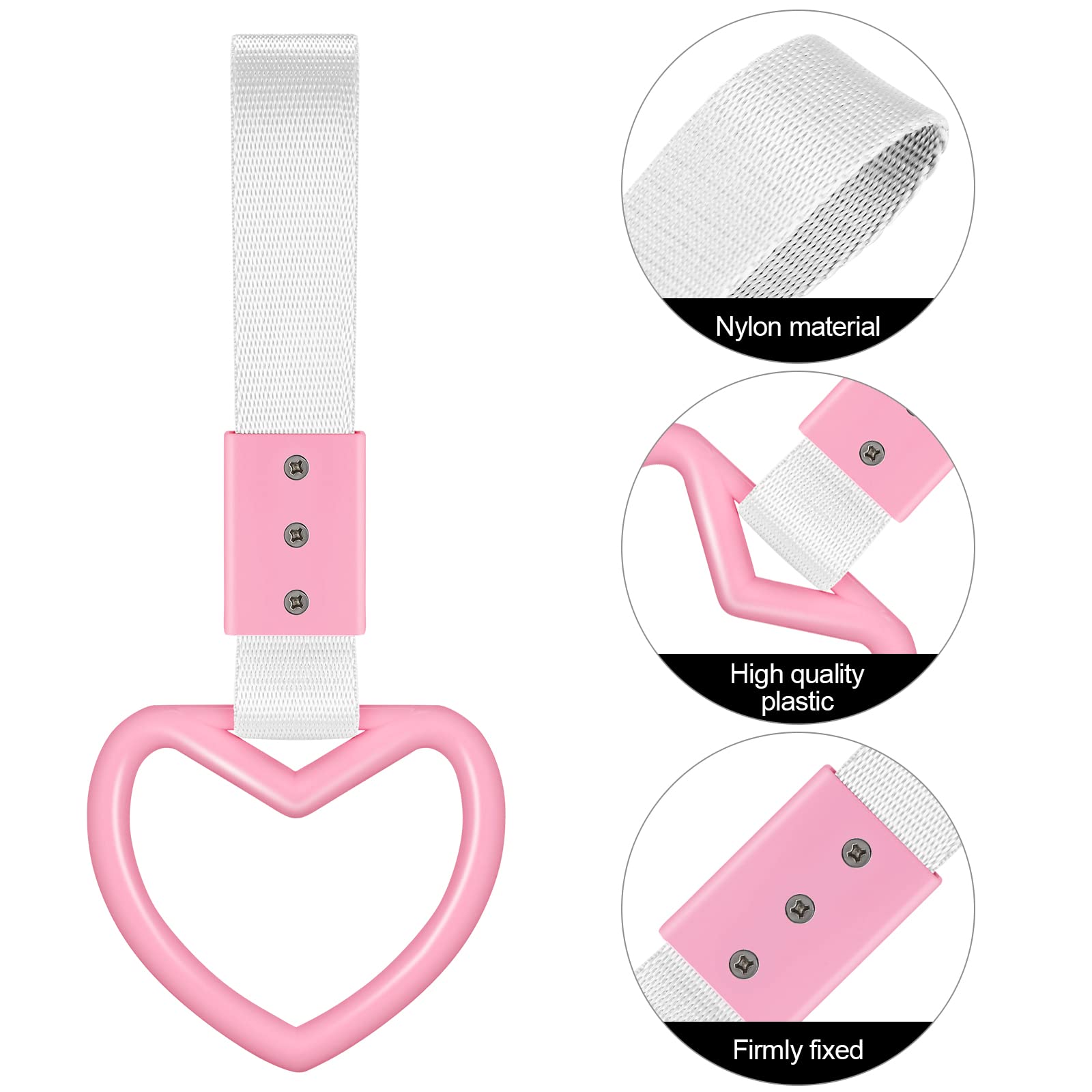 2 Pieces Rings Heart Shaped Car Handle Straps Drift Charm Rear Bumper Warning Ring Decor Subway Bus Broken Heart Handle for Car